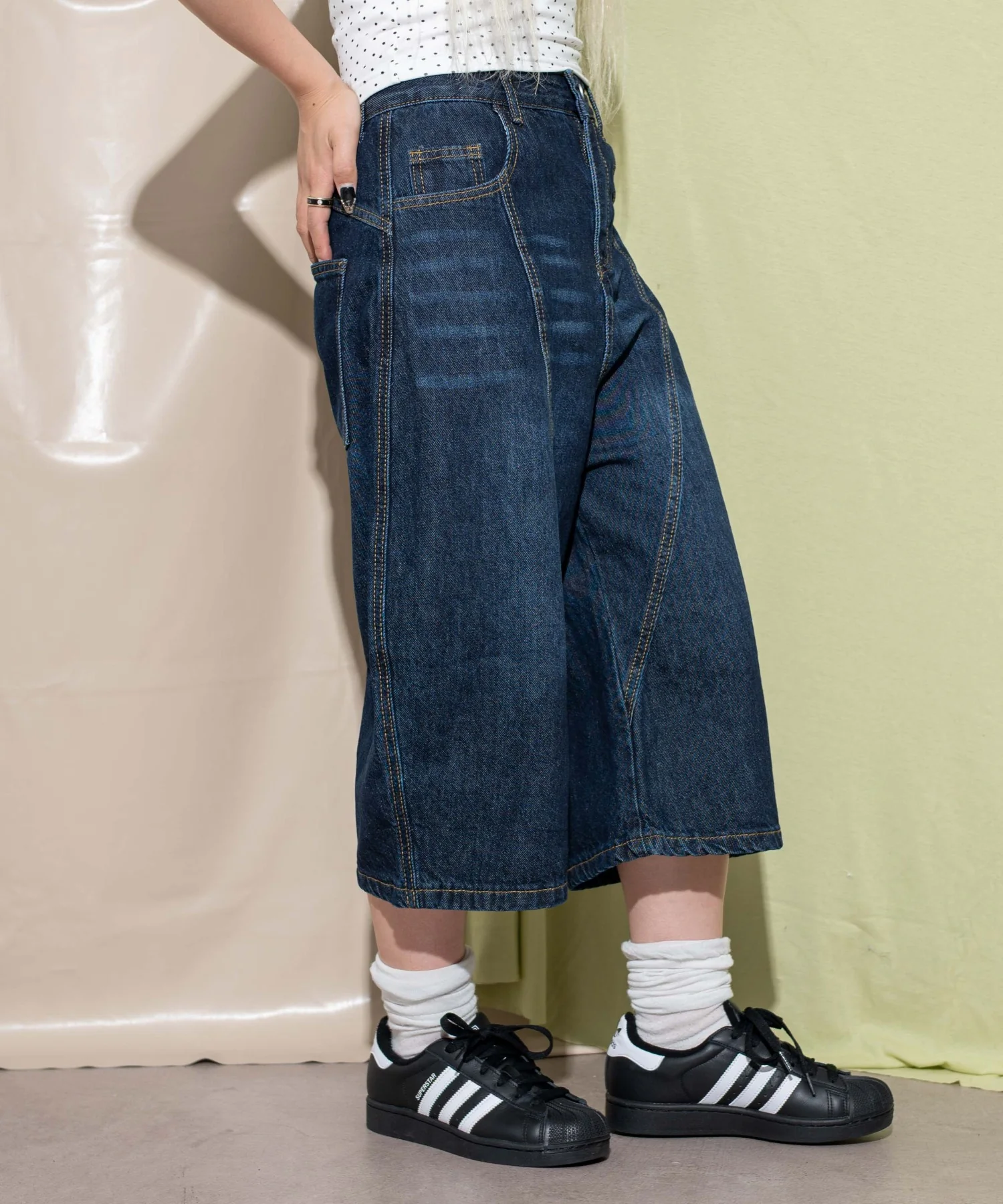 バック刺繍ロゴワイドハーフパンツ - Image 3