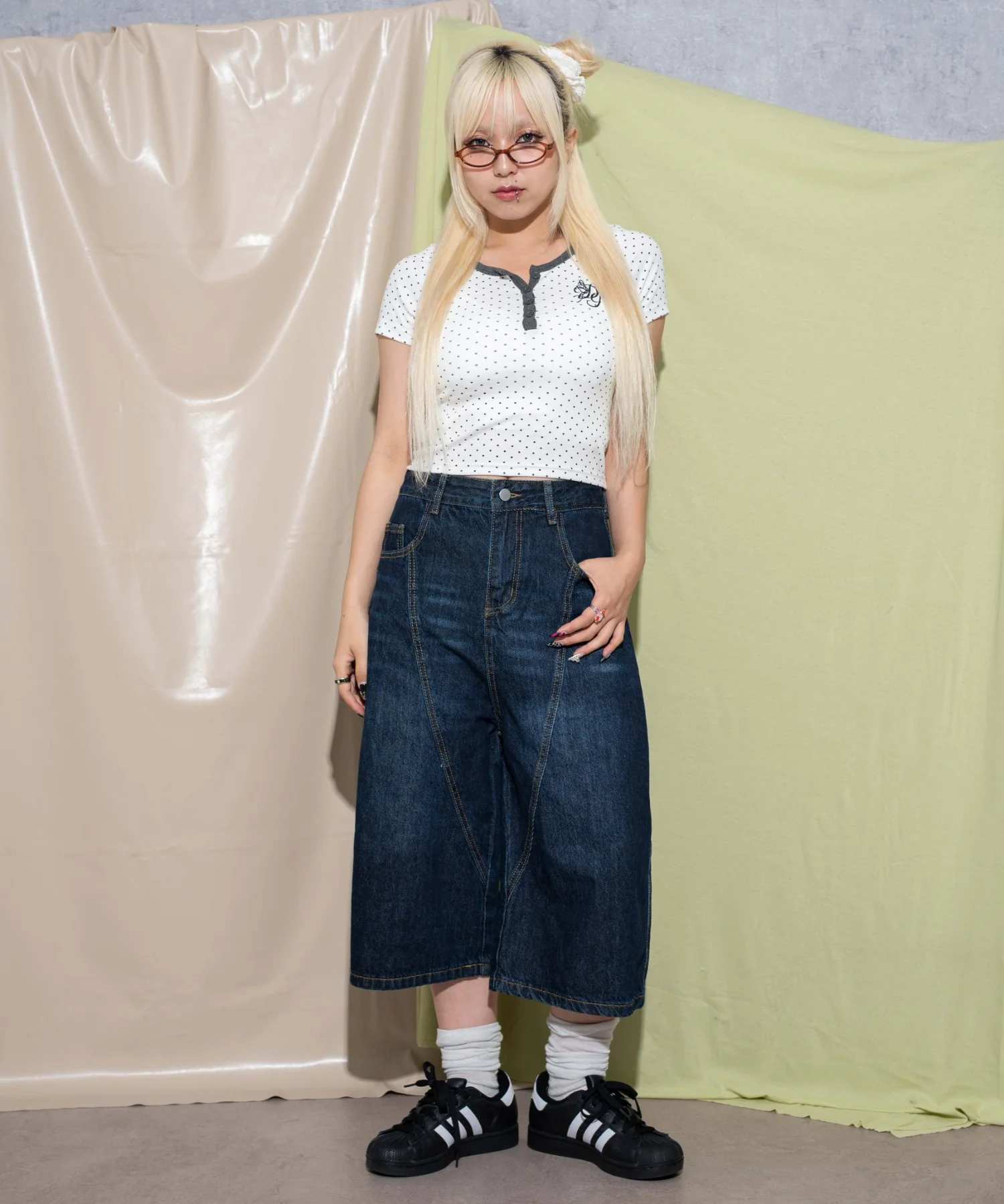 バック刺繍ロゴワイドハーフパンツ - Image 6