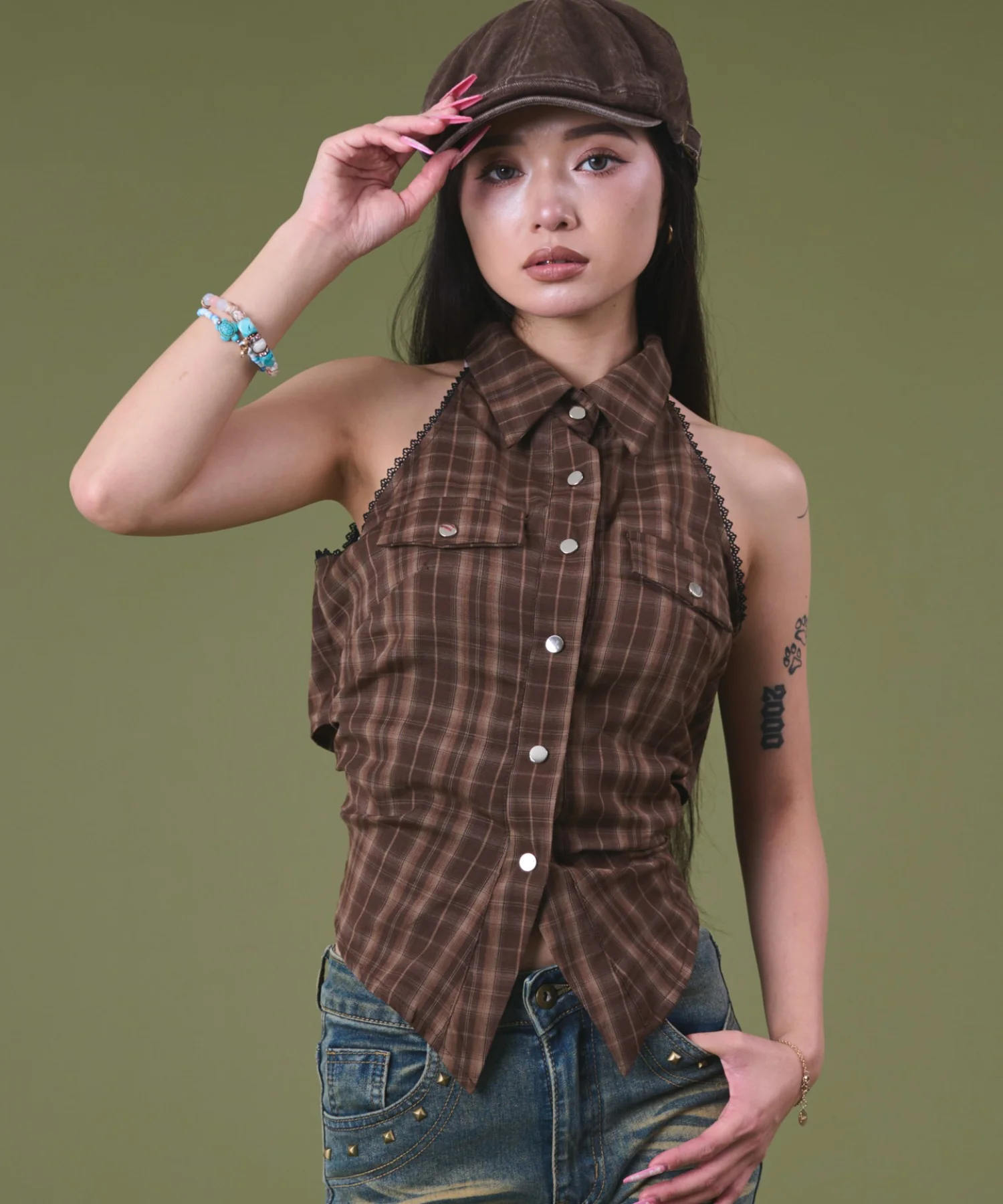 NSレースチェックシャツ - Image 5