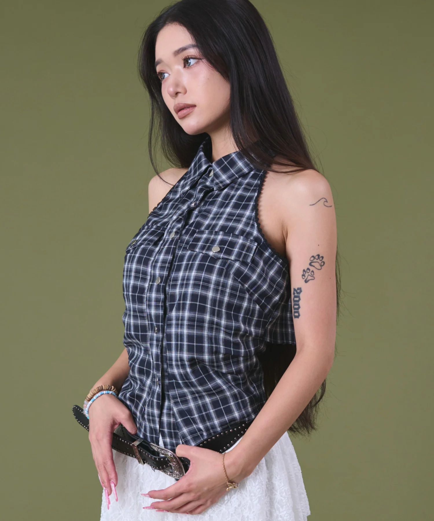 NSレースチェックシャツ - Image 9
