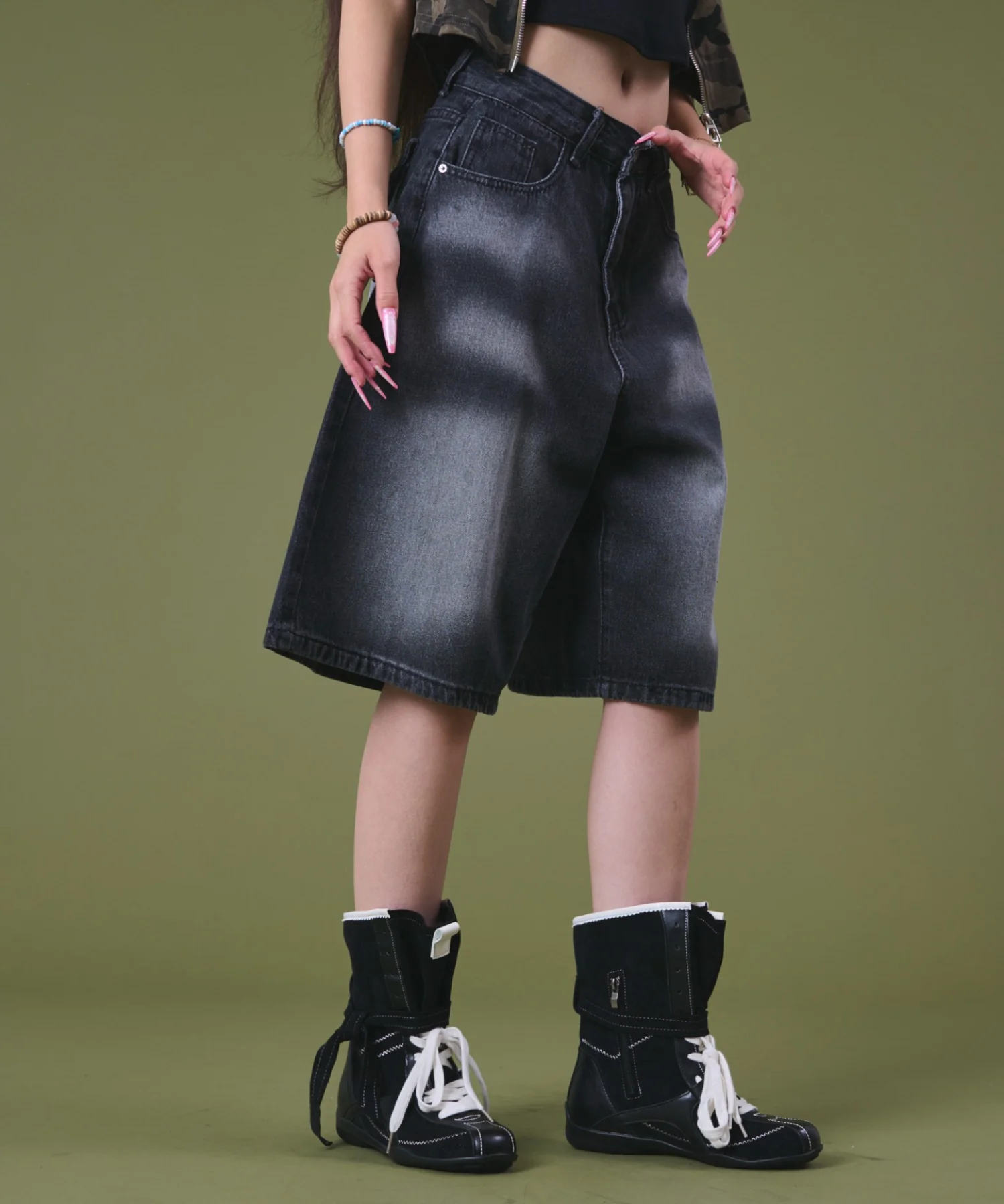 バックフラップポケットデニムハーフパンツ - Image 15