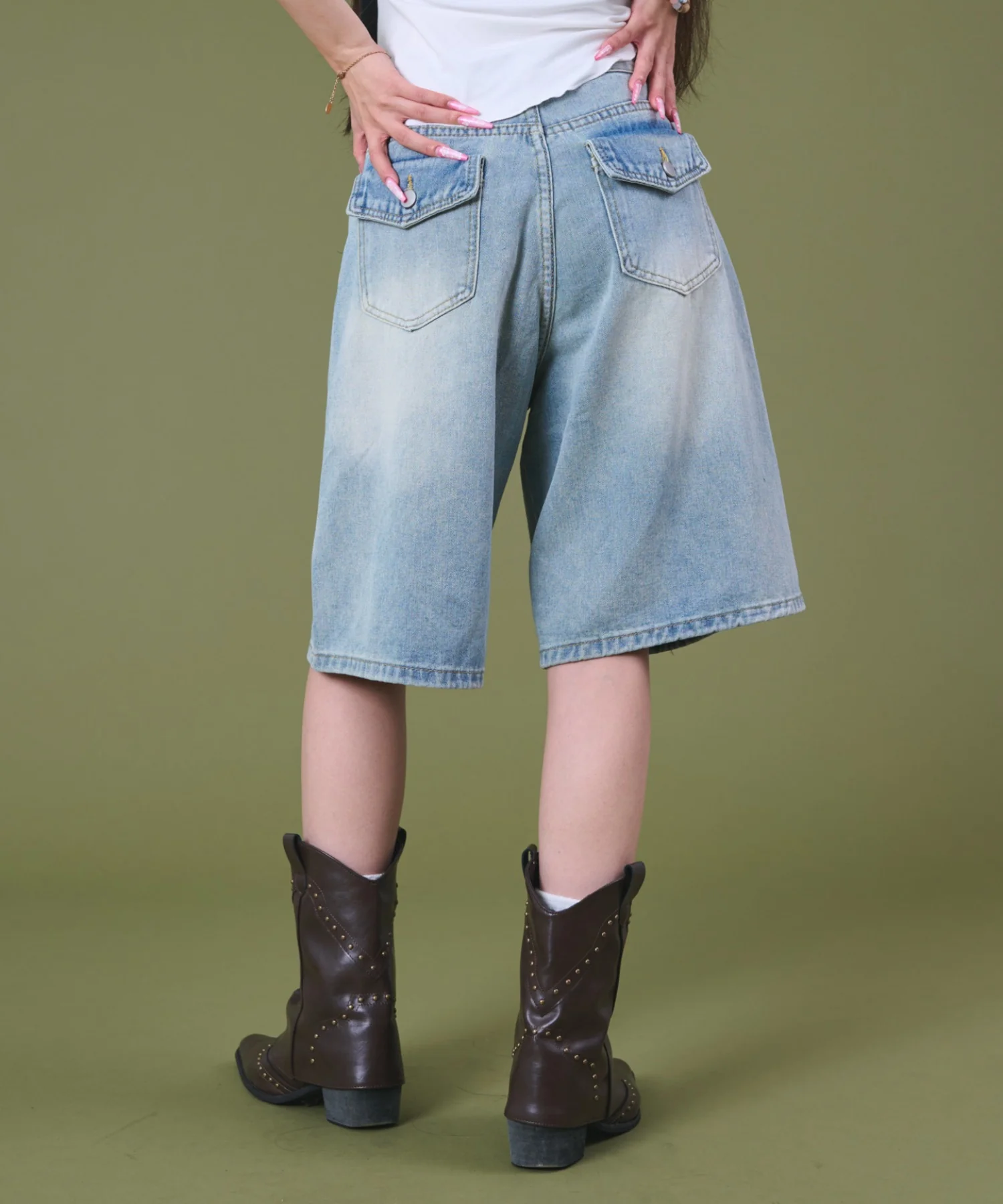 バックフラップポケットデニムハーフパンツ - Image 7