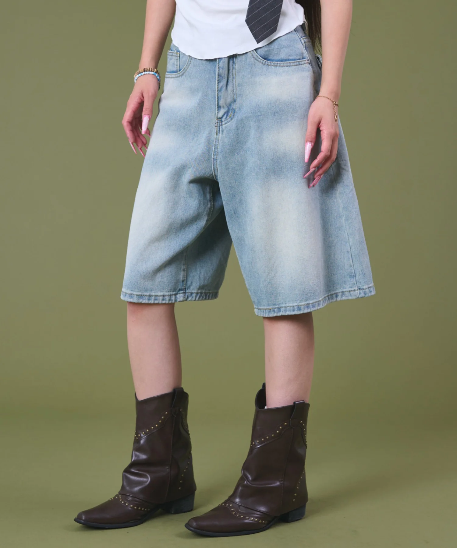 バックフラップポケットデニムハーフパンツ - Image 8