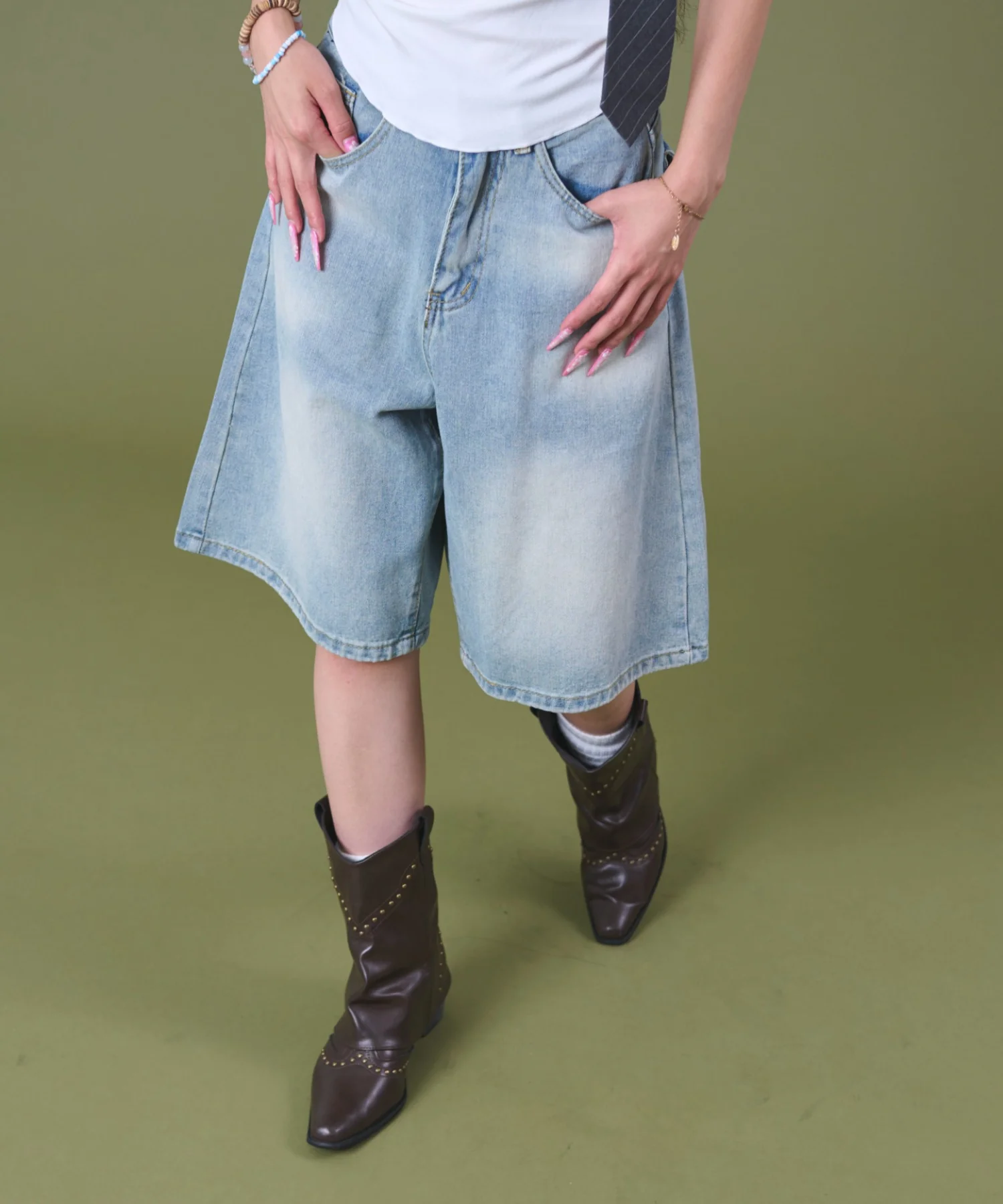 バックフラップポケットデニムハーフパンツ - Image 9