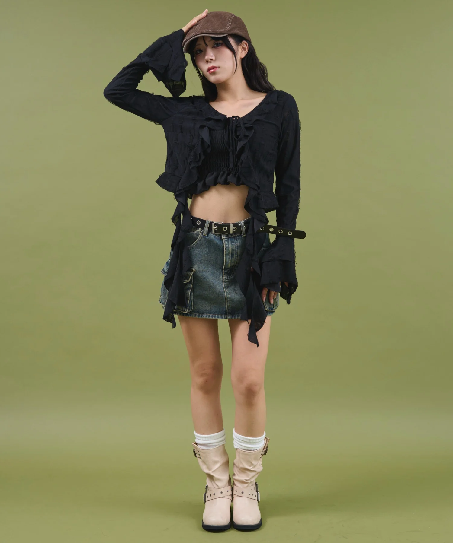 ダメージフリルヘムLSカーデ - Image 4