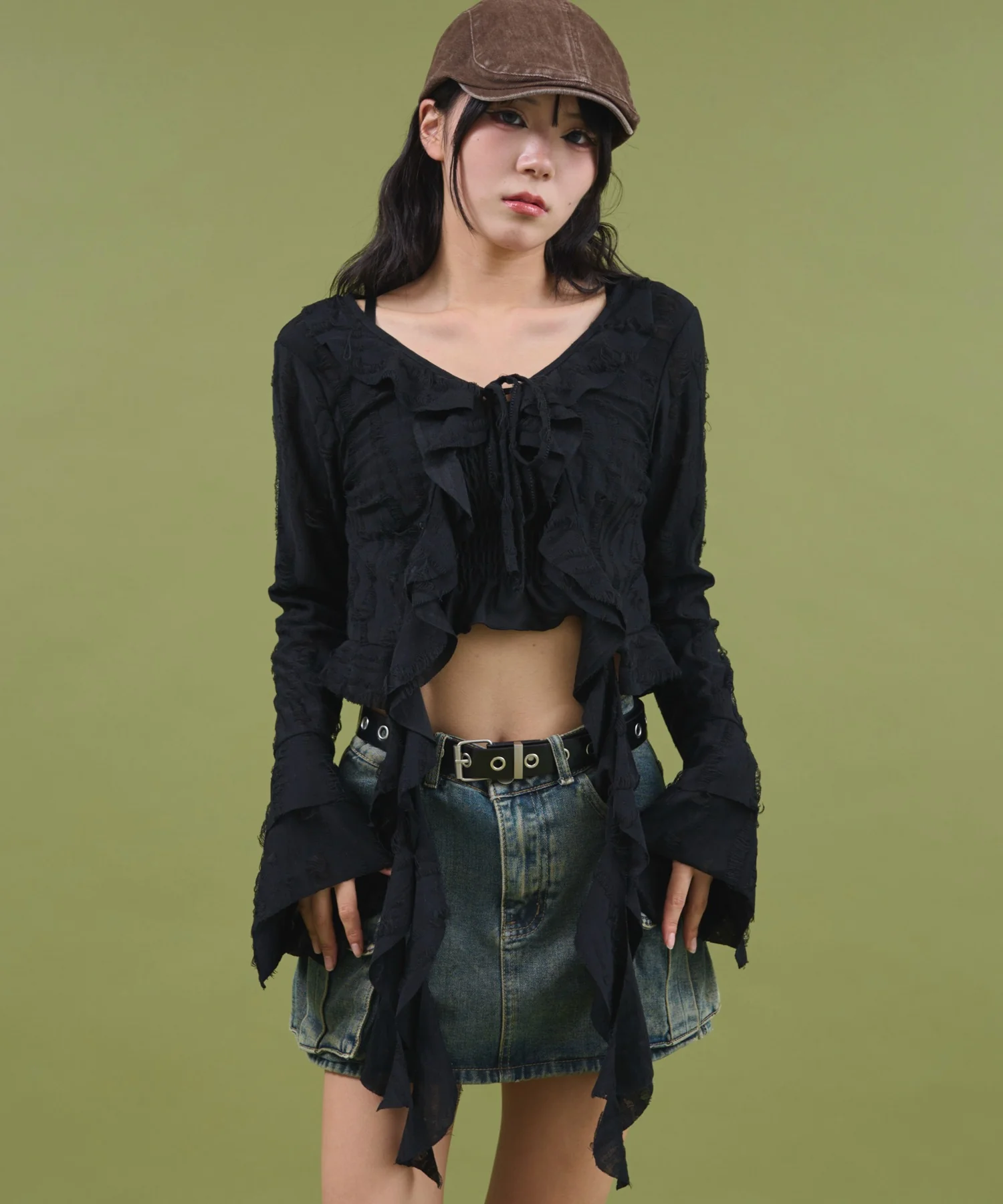 ダメージフリルヘムLSカーデ - Image 8