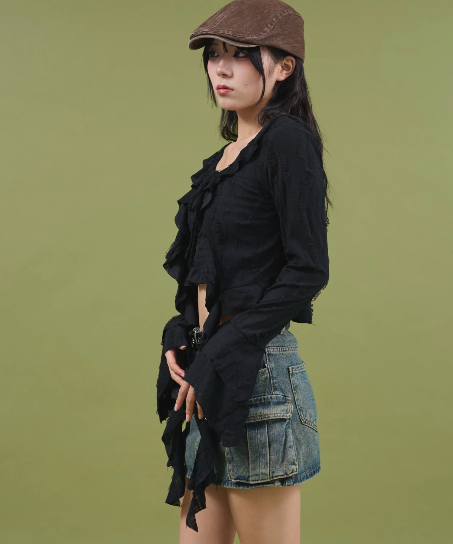 ダメージフリルヘムLSカーデ - Image 9
