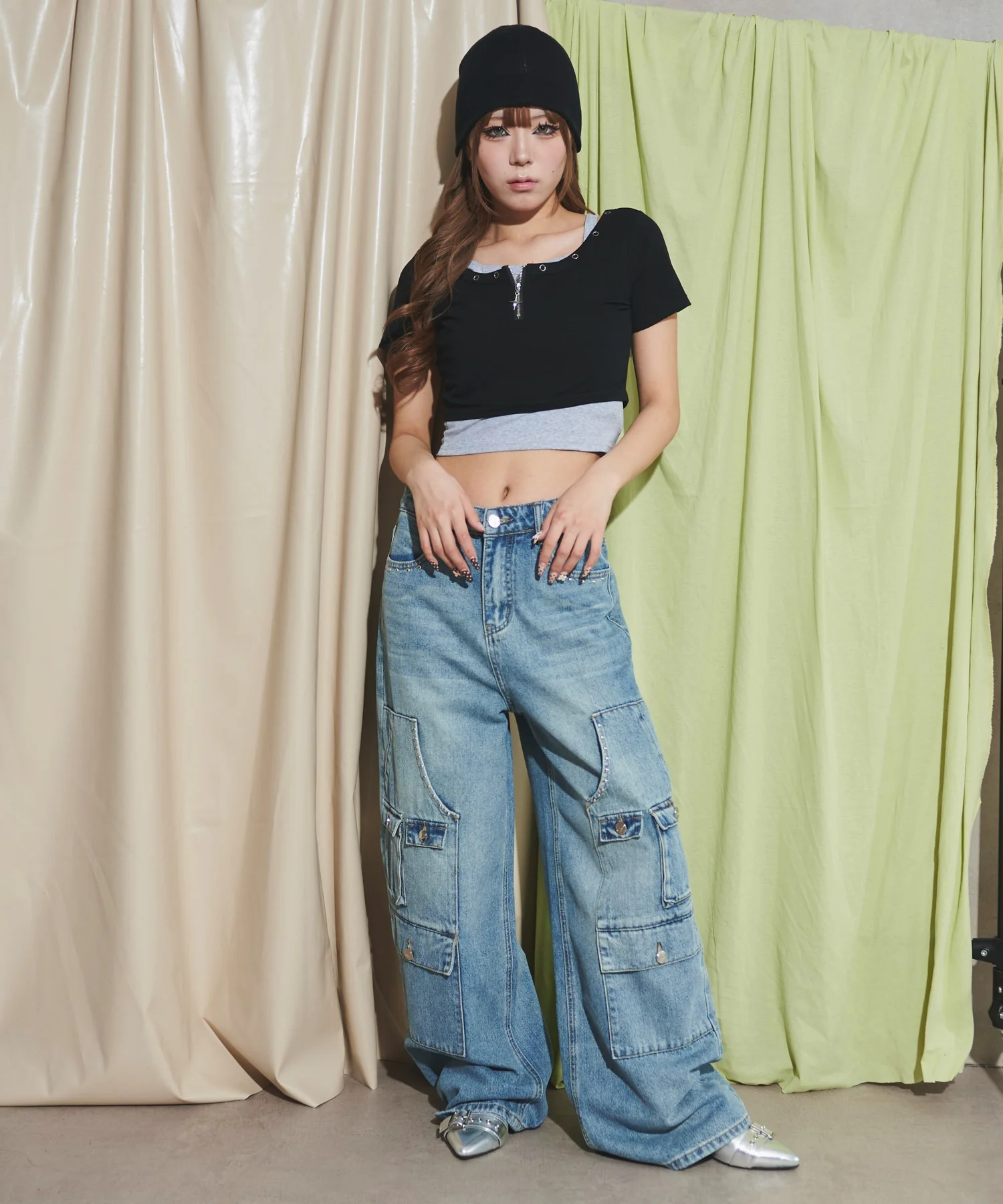 フロントTwinkleジップキャミSETトップス - Image 10