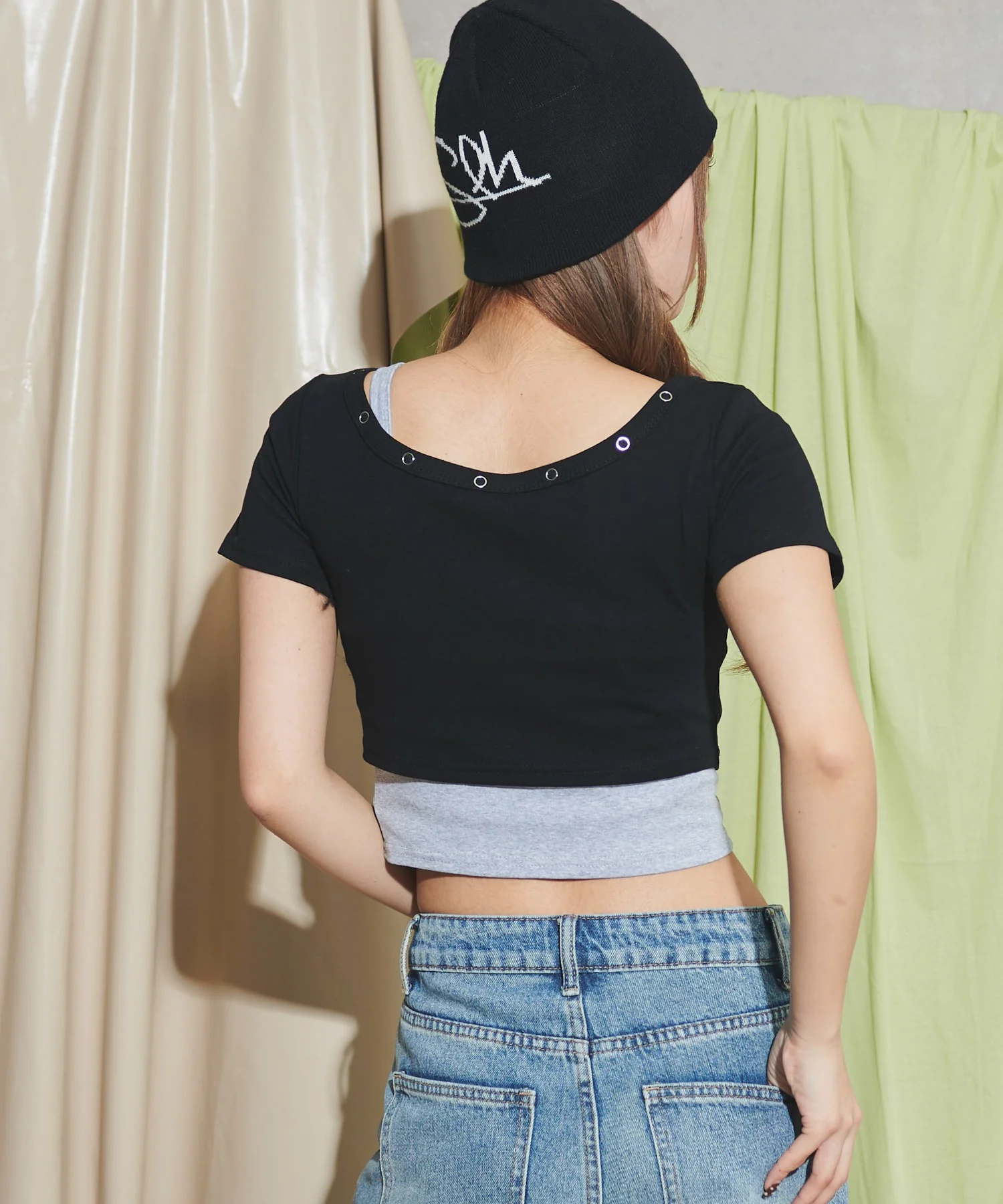 フロントTwinkleジップキャミSETトップス - Image 9