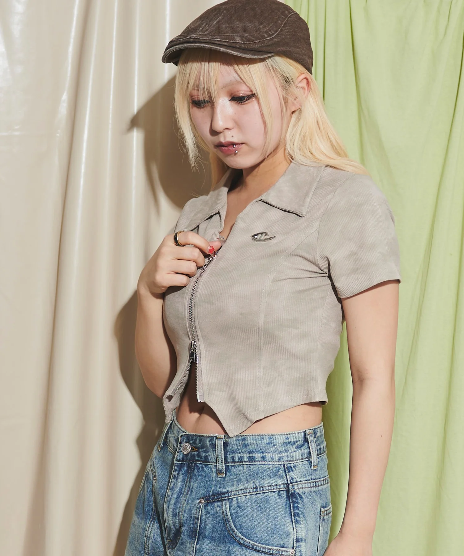 Wジップメタルパッチピチトップス - Image 7
