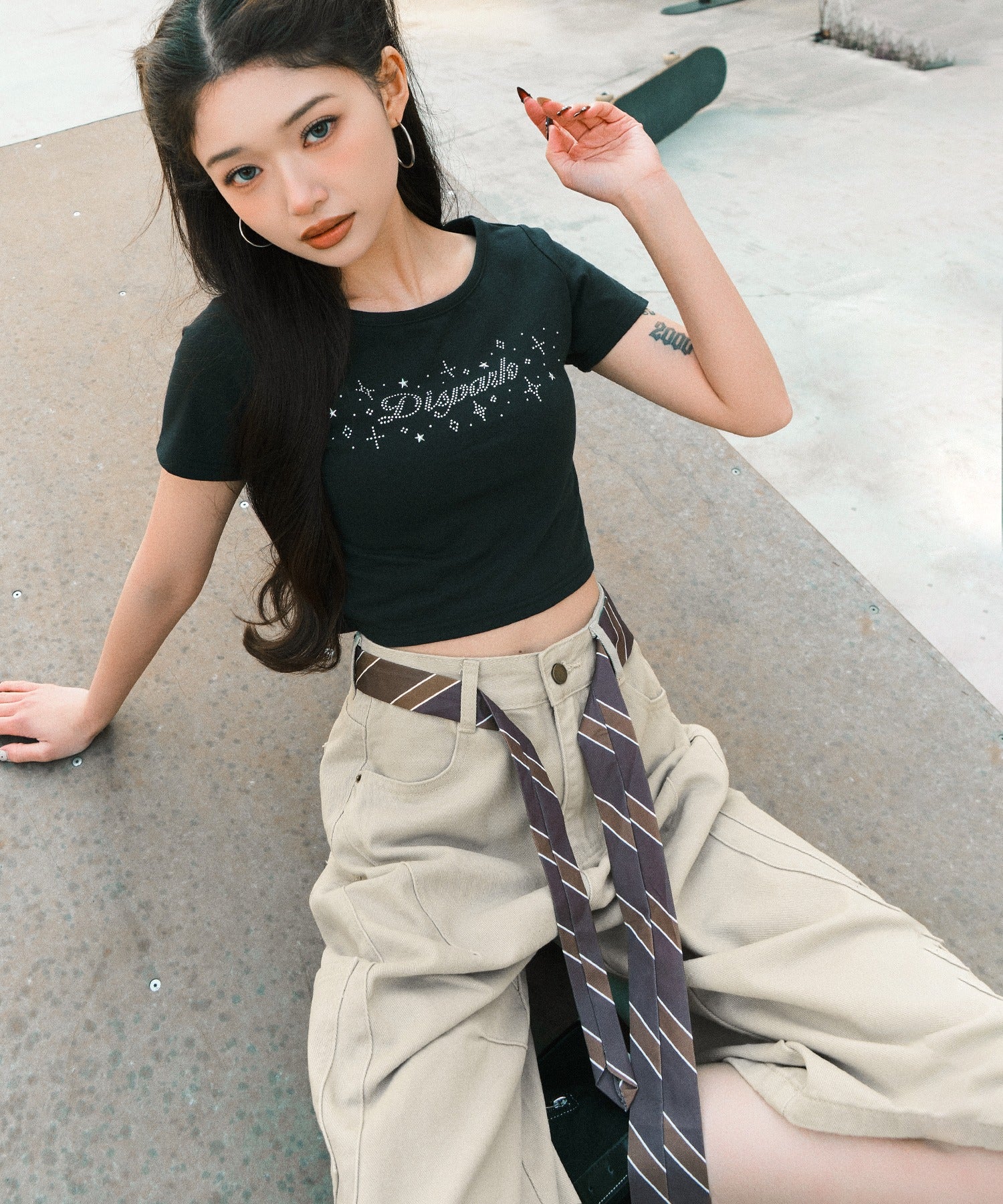 タイ付きデザインバレルデニム - Image 3