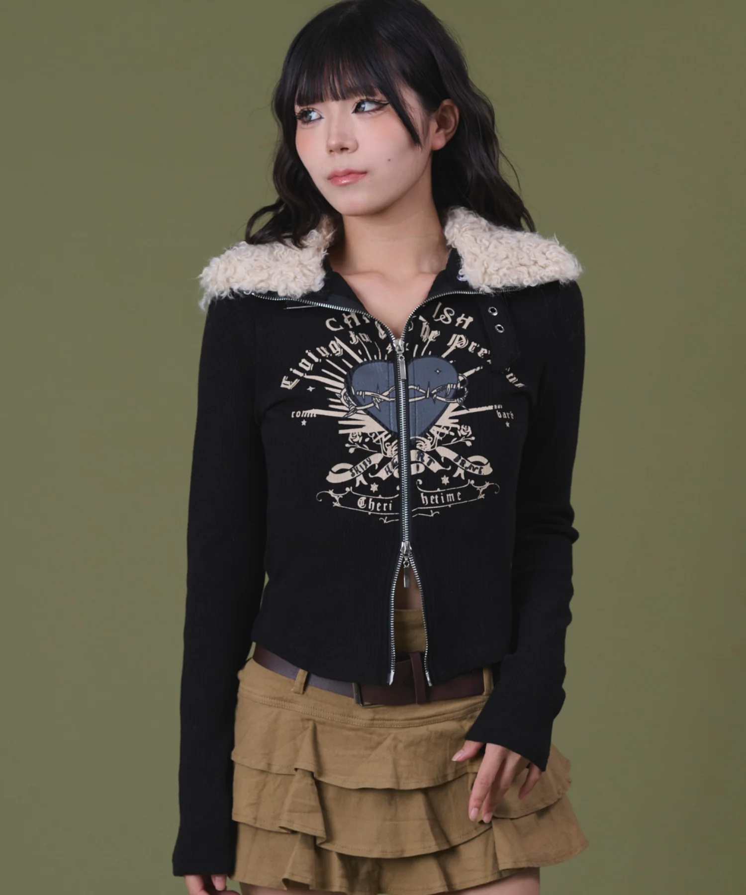 ファーグラフィックWジップニット - Image 3