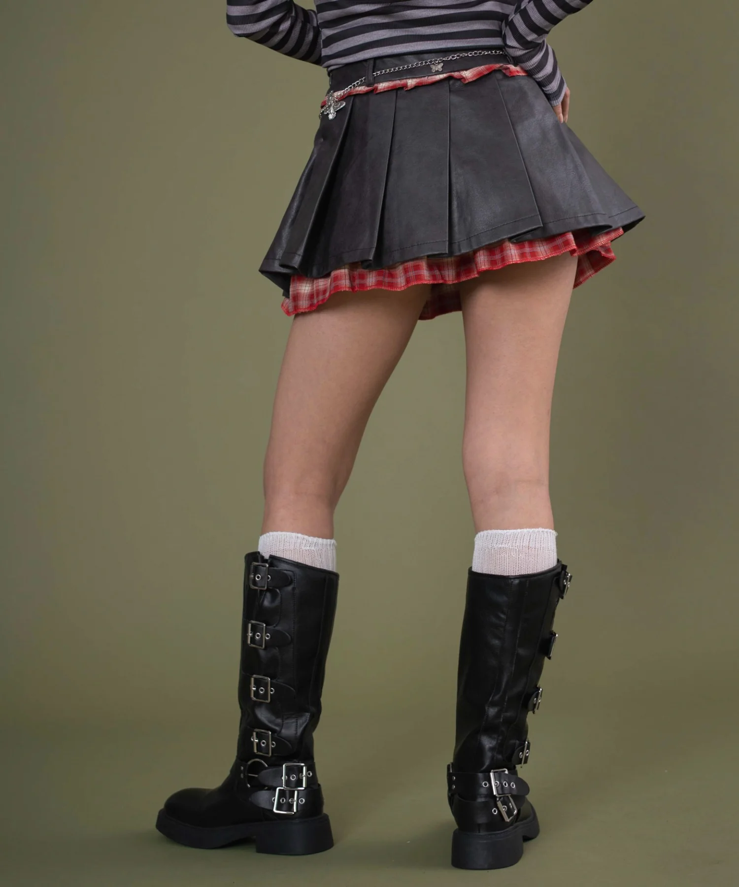 チェックドッキングプリーツスカパン - Image 15