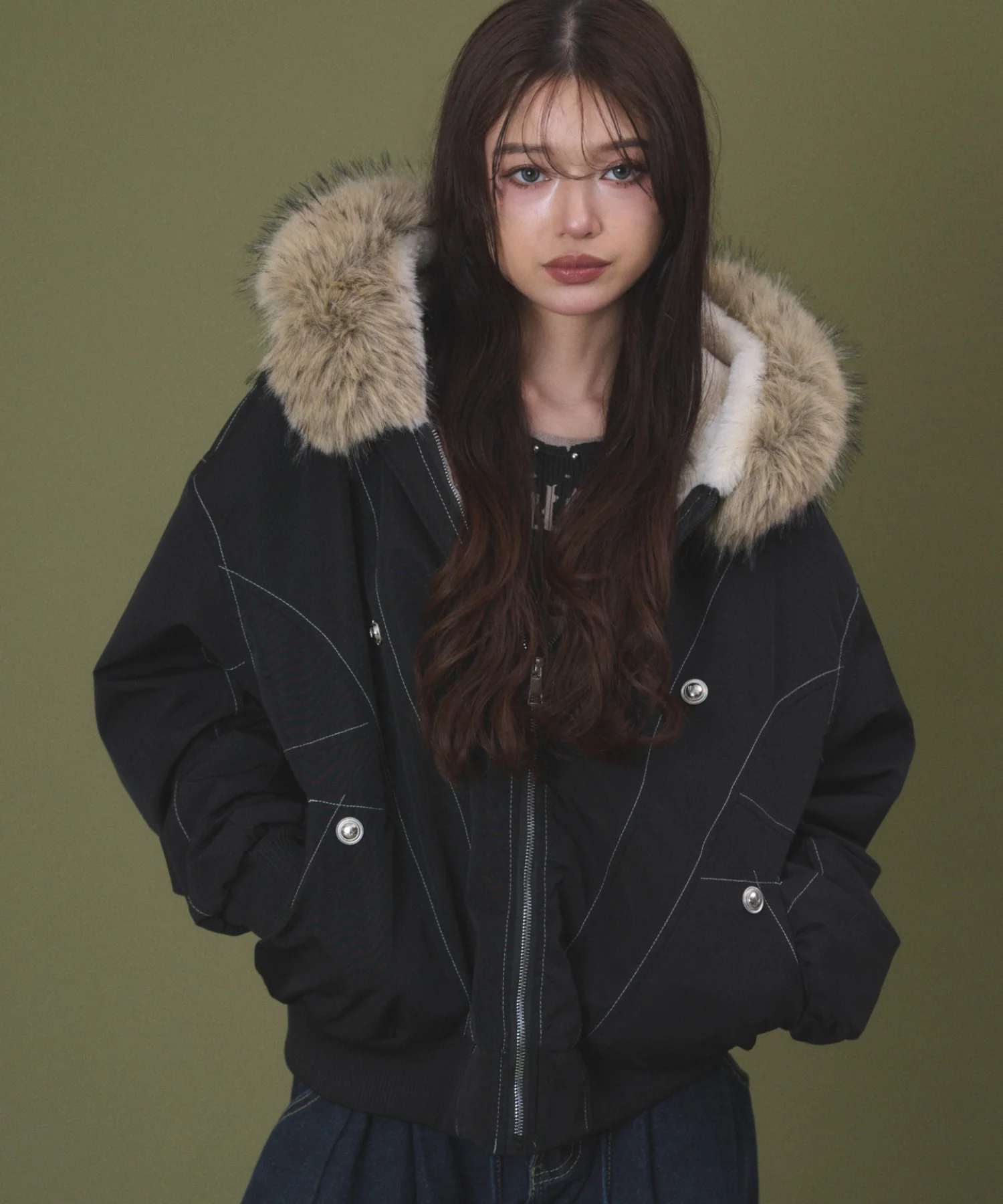 FファーフードボンバーJKT