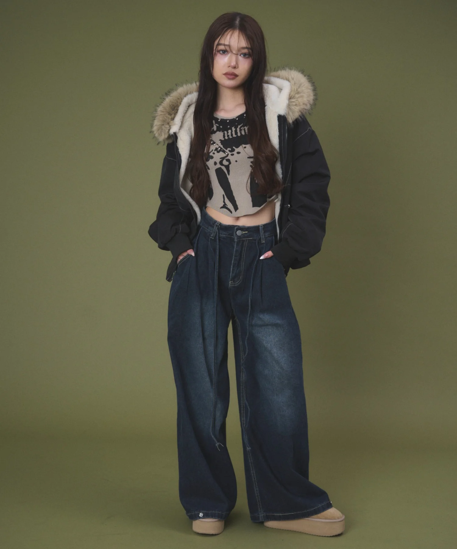 FファーフードボンバーJKT - Image 2