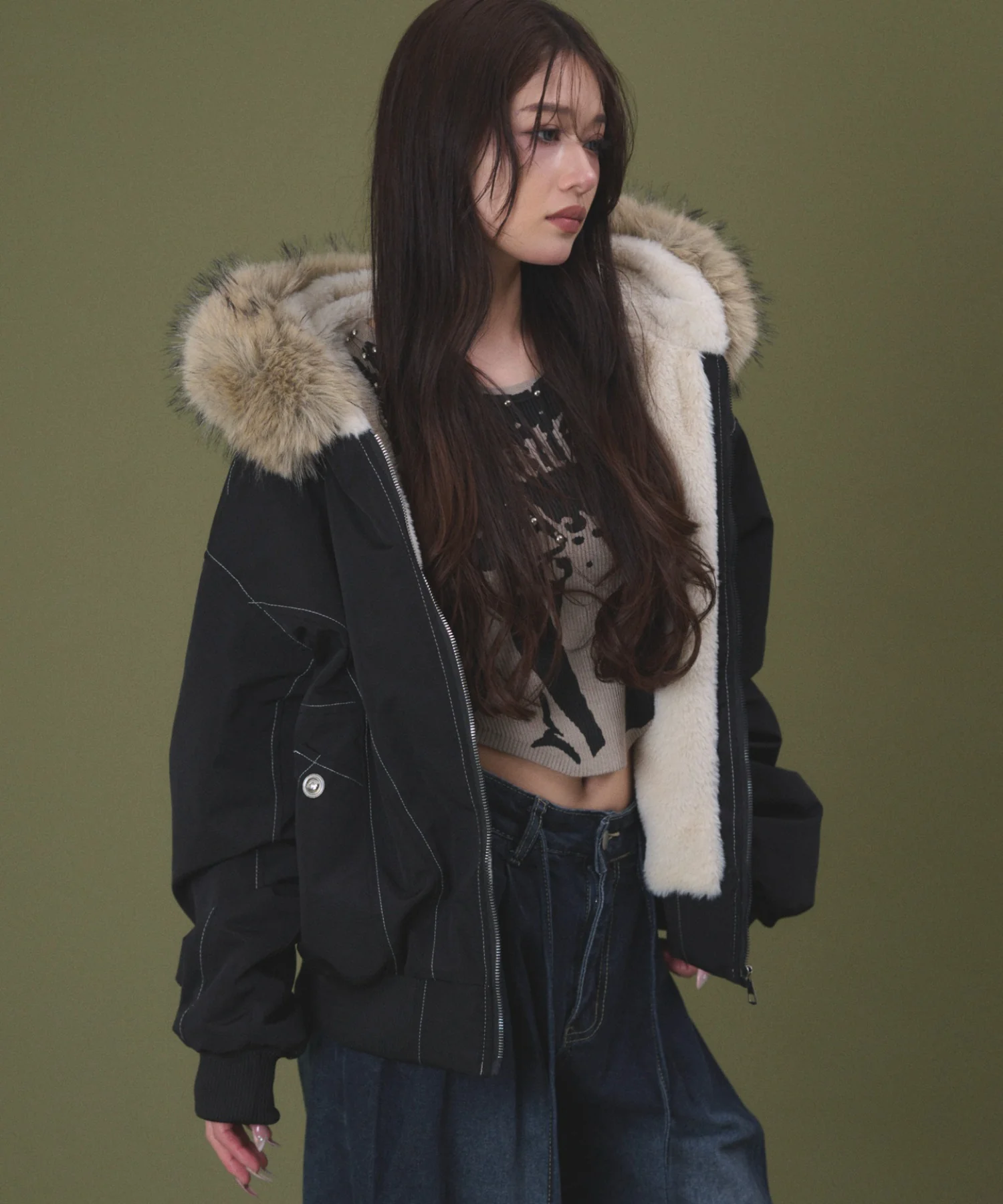 FファーフードボンバーJKT - Image 6