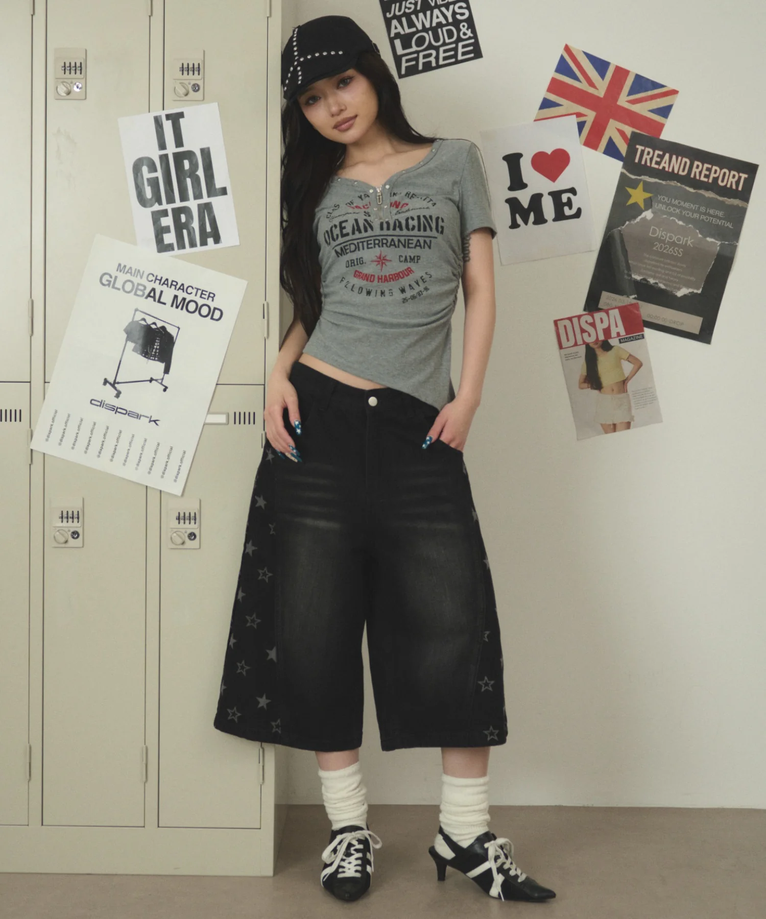 スタッズジップVネックSS Tシャツ - Image 4