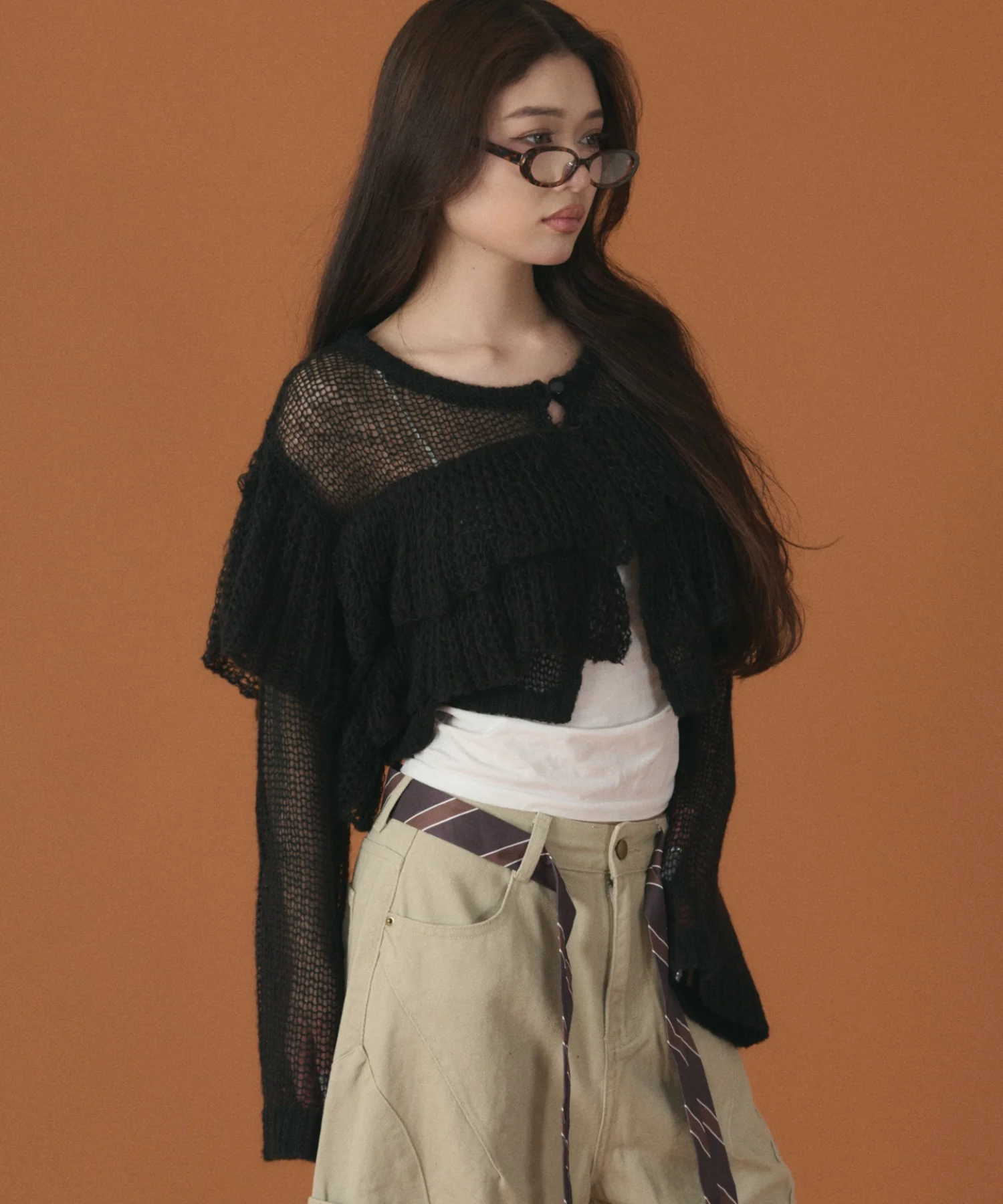 フリルメッシュショートカーデ - Image 12