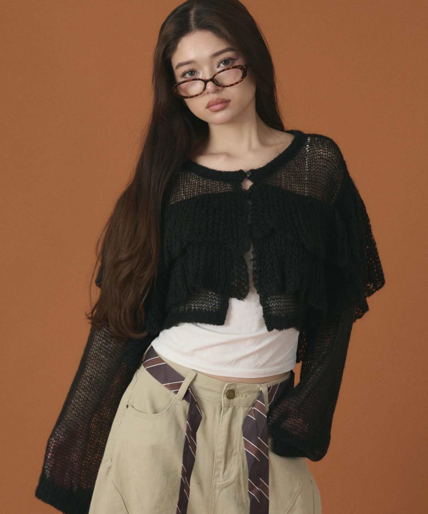 フリルメッシュショートカーデ - Image 13