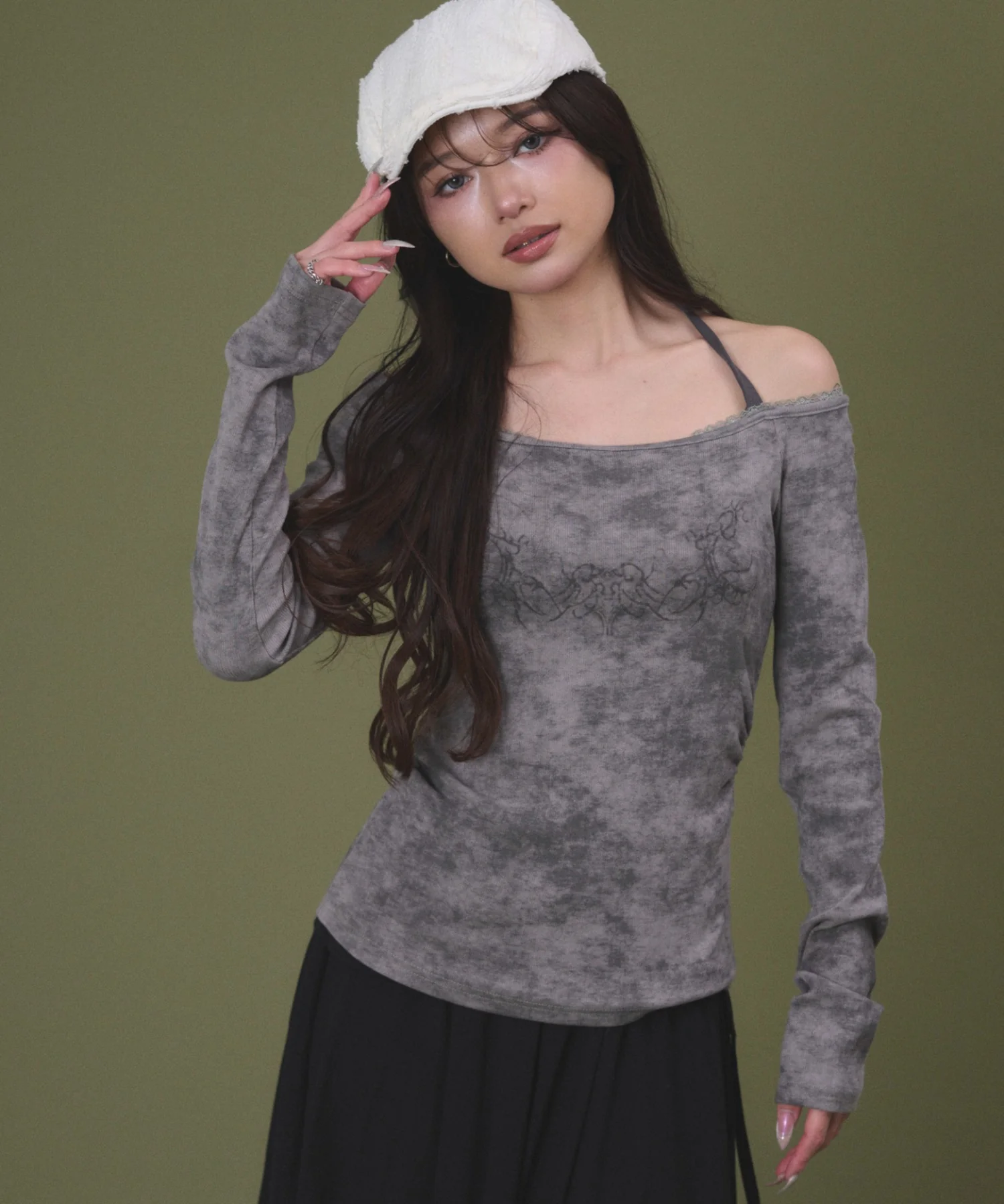 グラフィックオフショルレーストップ - Image 5