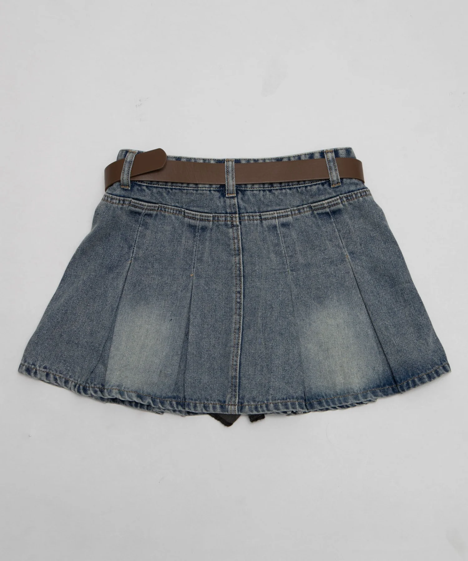 ベルト付きウォッシュドデニムミニスカパン - Image 17