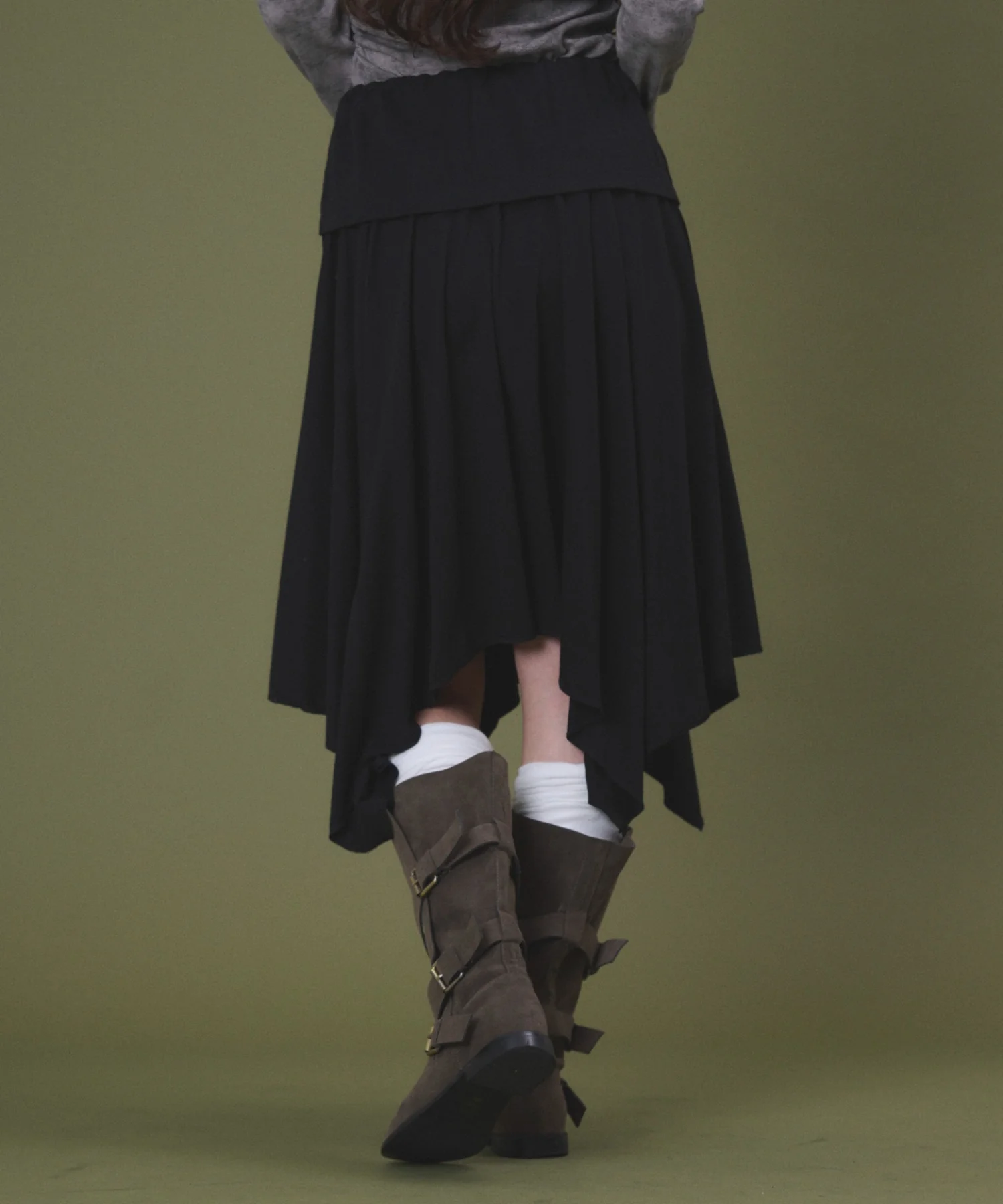 サイドギャザーイレヘムミドルスカート - Image 5