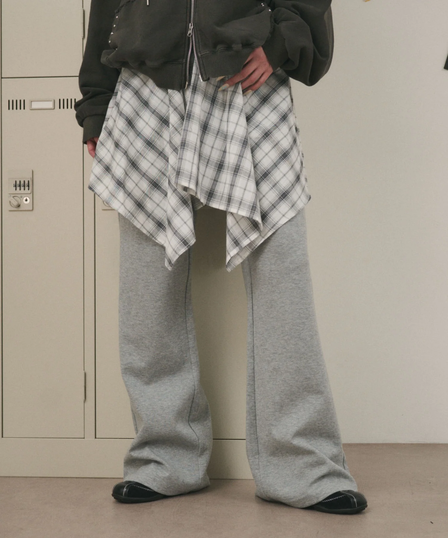 フェイクレイヤードフレアパンツ