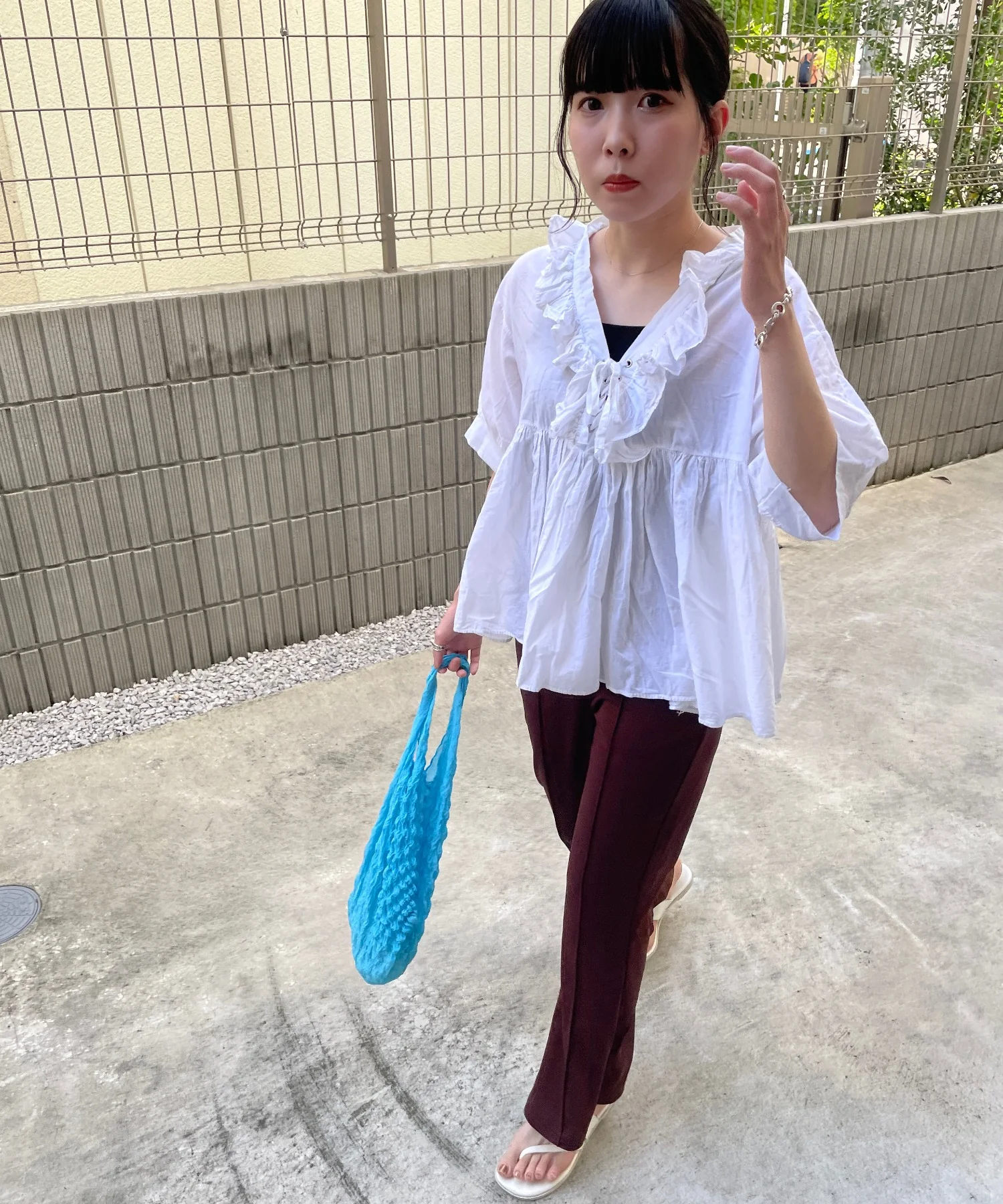 【低身長向け】ポンチピンタックフレアパンツ - Image 8