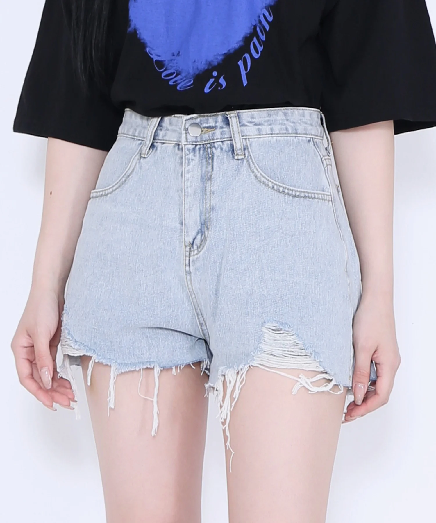 ダメージデニムショートパンツ - Image 3