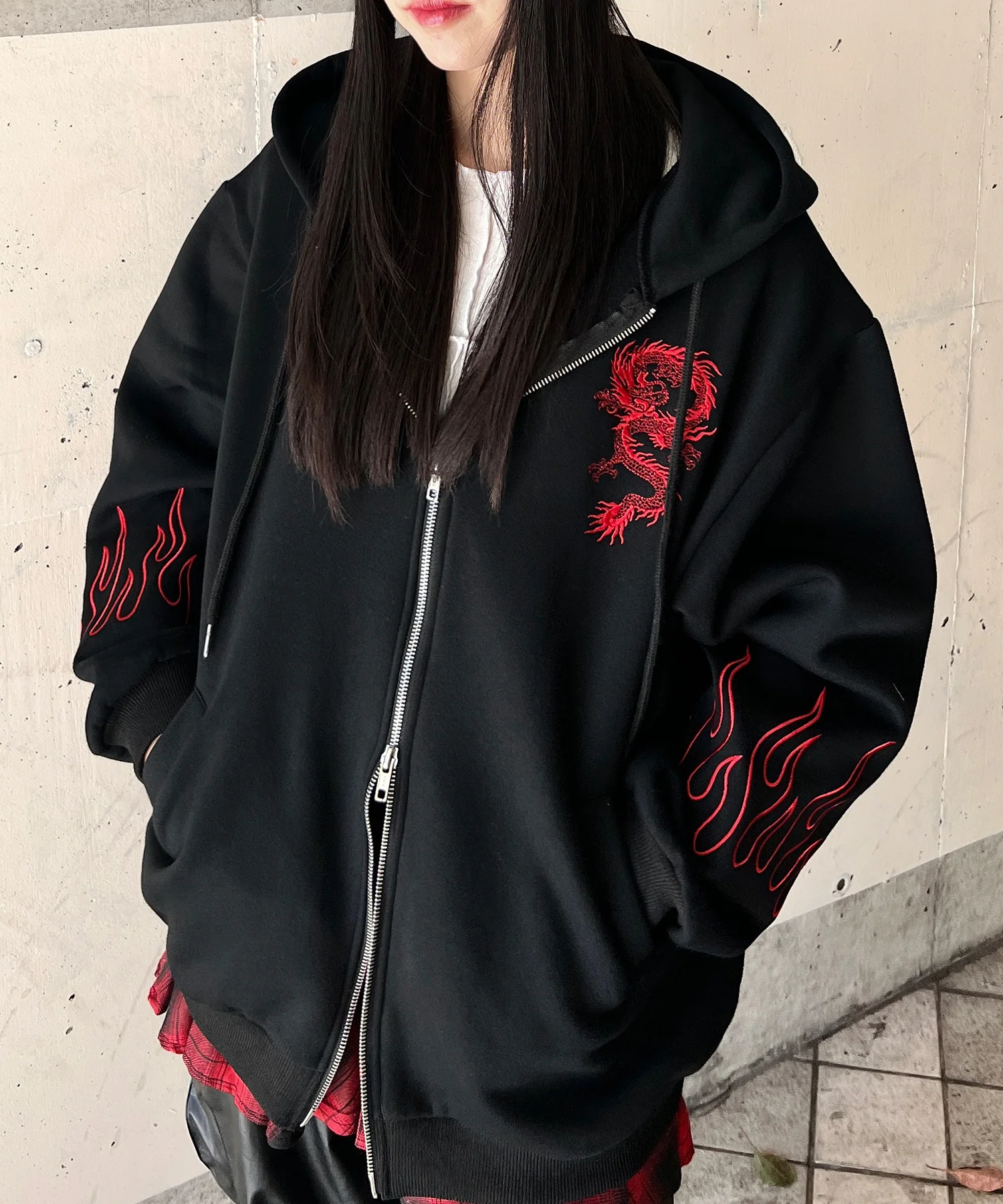 ドラゴン刺繍ビッグパーカー - Image 3