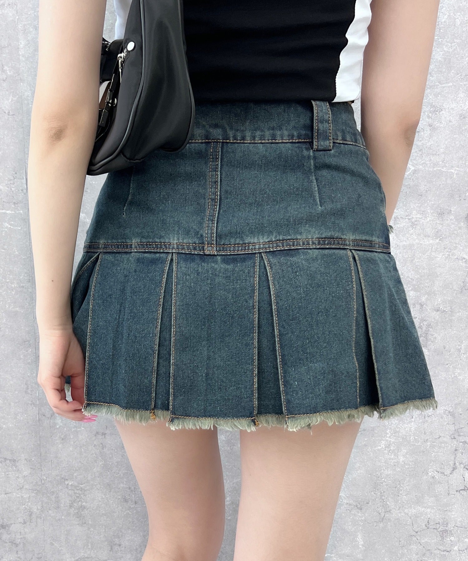 プリーツヘムフリンジデニムミニスカート - Image 20