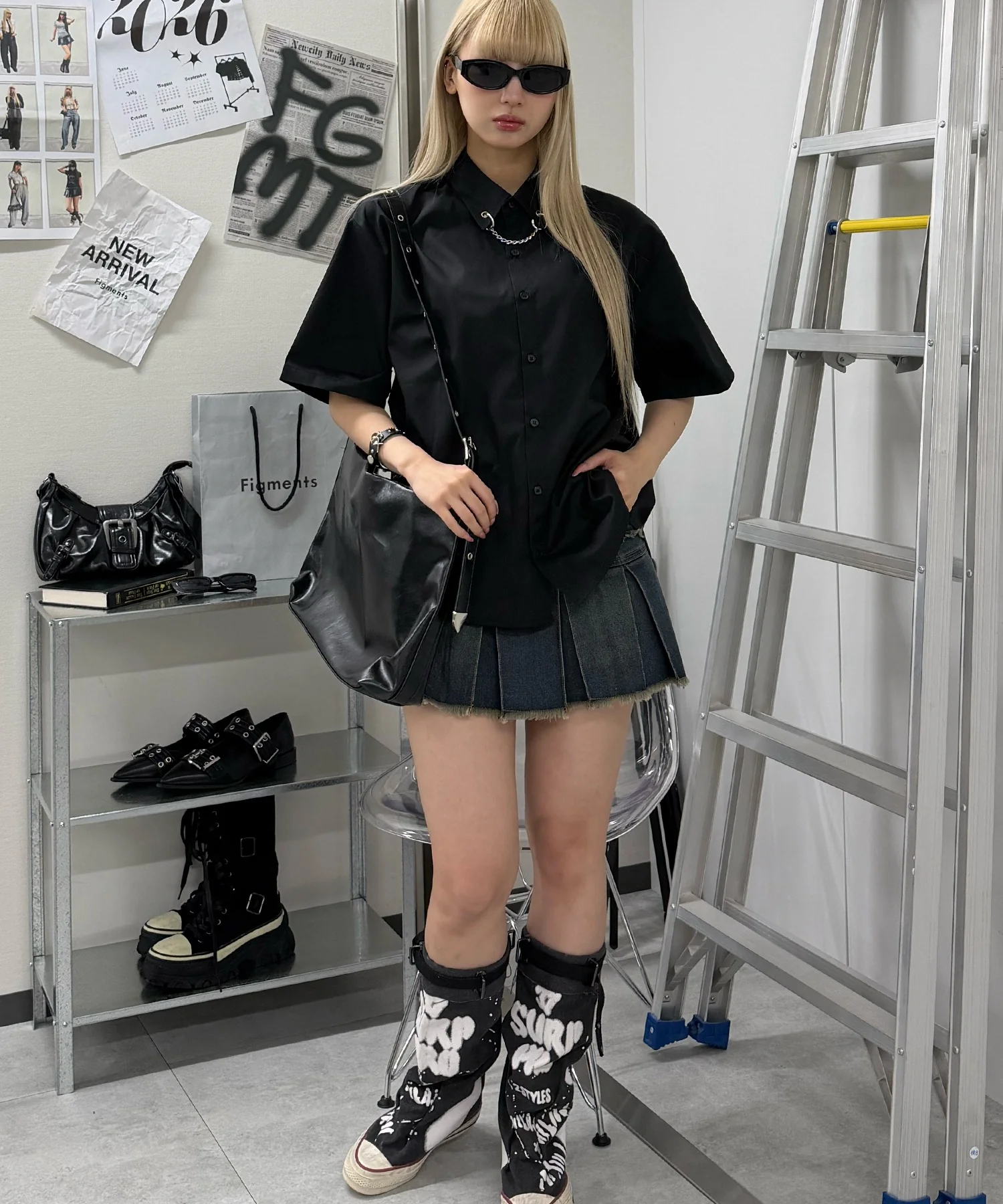 プリーツヘムフリンジデニムミニスカート - Image 34