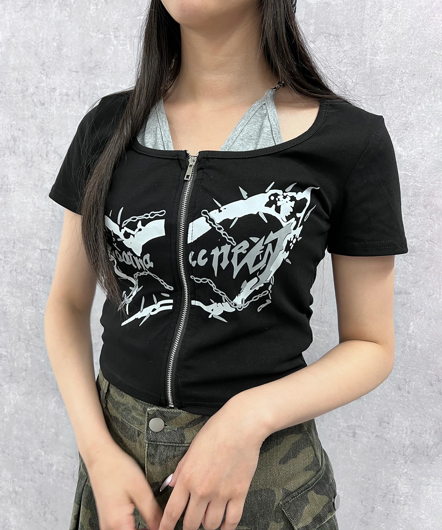 フロントZIPキャミ付きトップス - Image 5