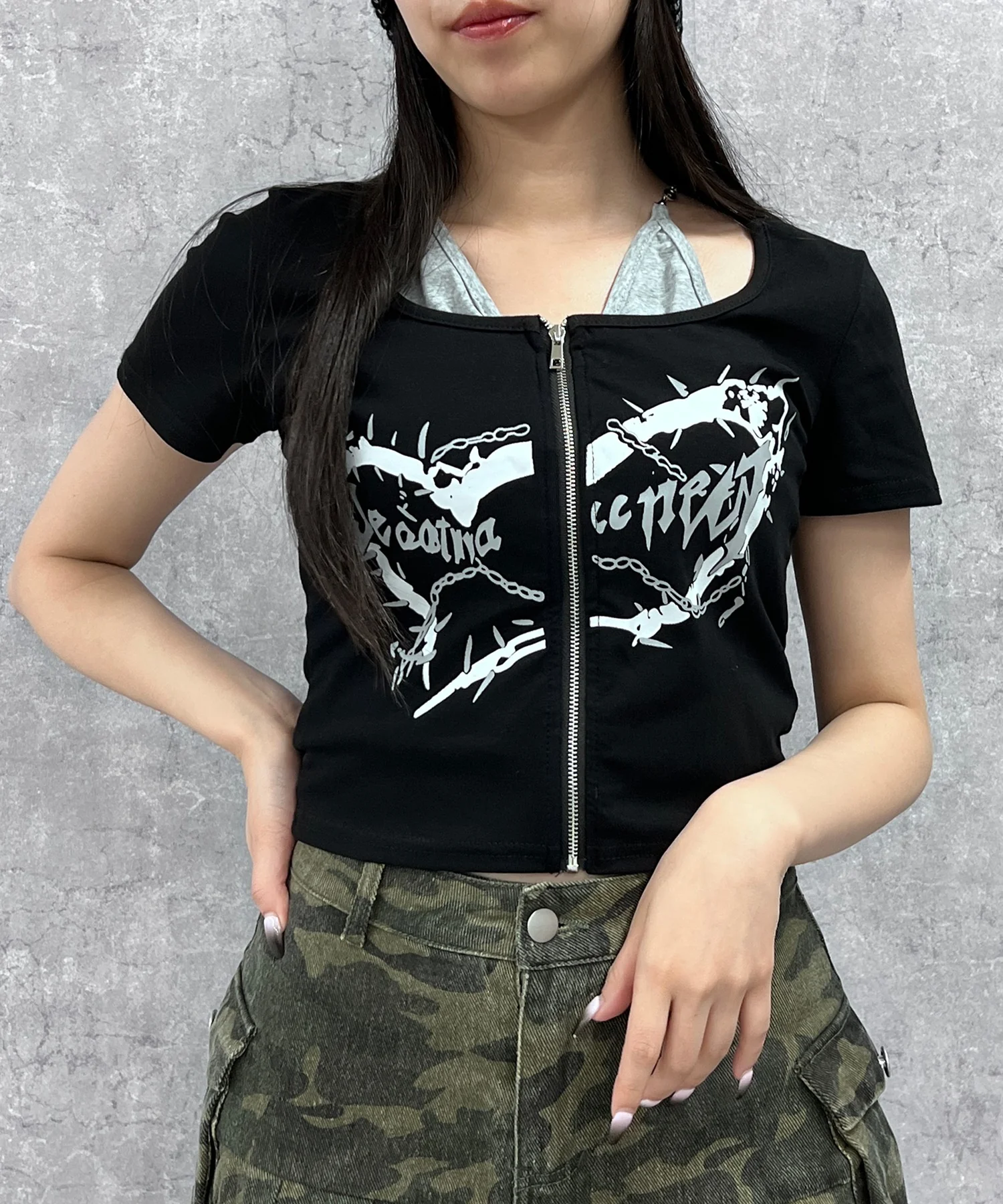 フロントZIPキャミ付きトップス - Image 6