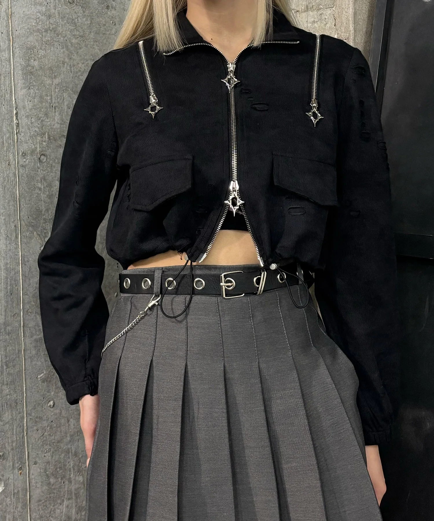 クロップドショルダーZIPトップ - Image 3