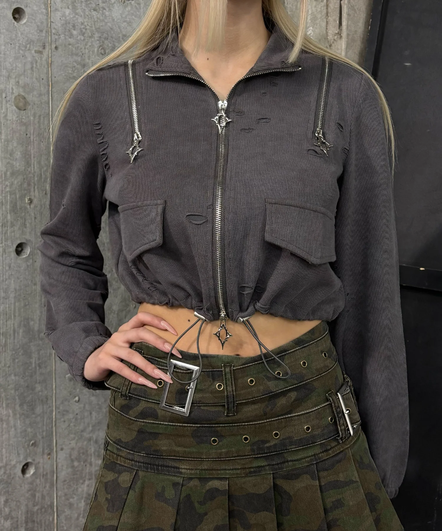 クロップドショルダーZIPトップ - Image 7