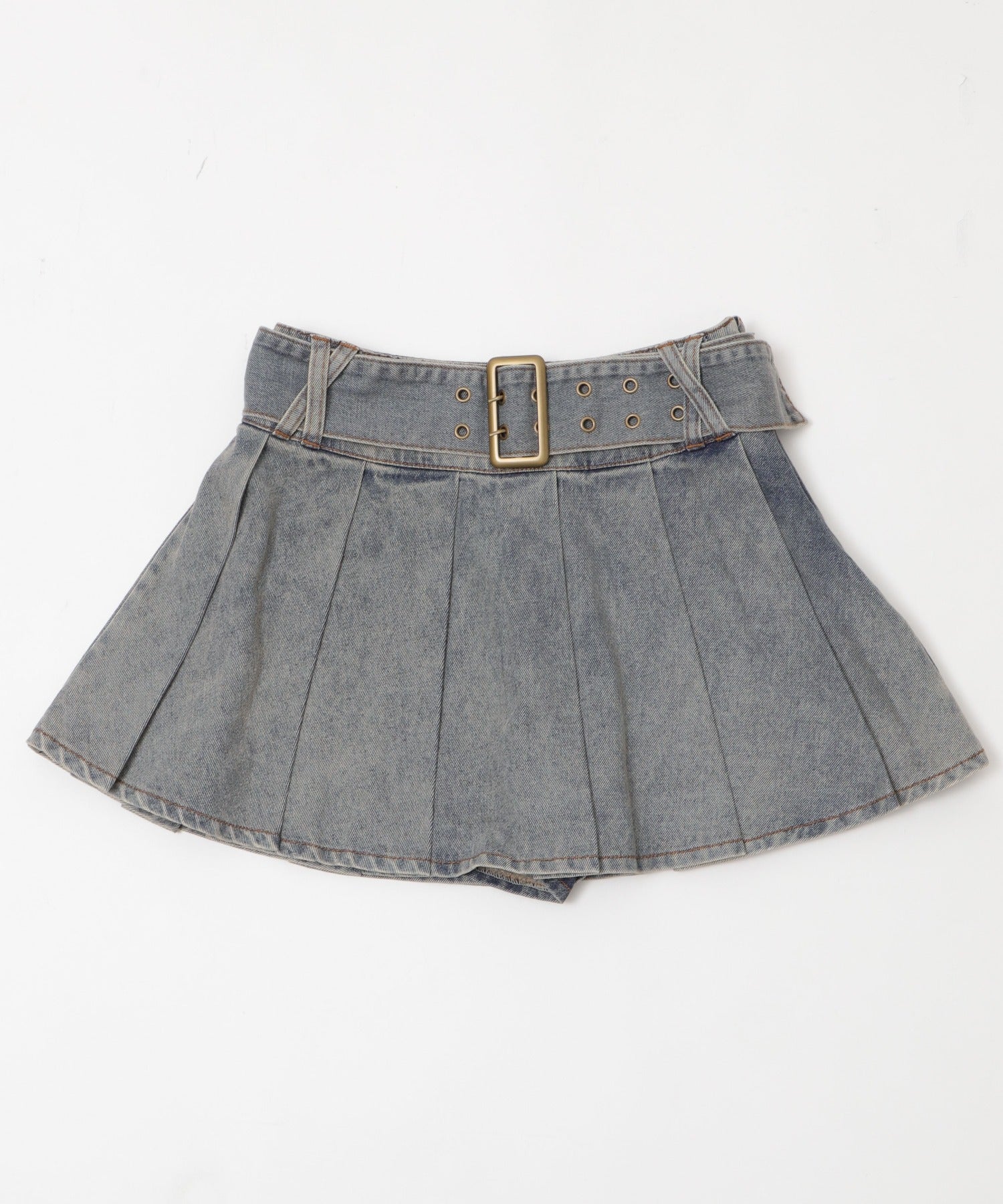 アイレットベルトデニムプリーツミニスカパン - Image 12