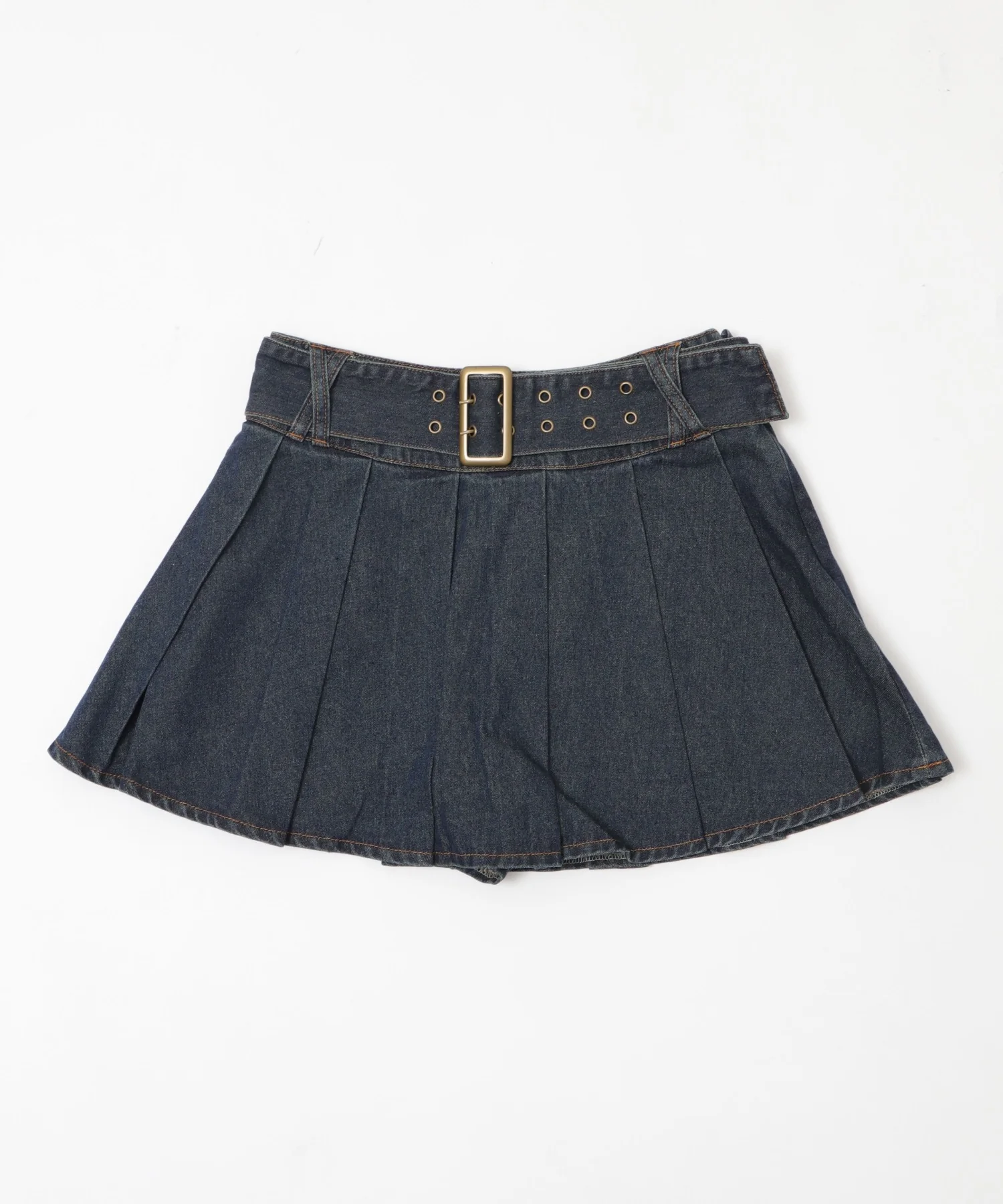 アイレットベルトデニムプリーツミニスカパン - Image 13