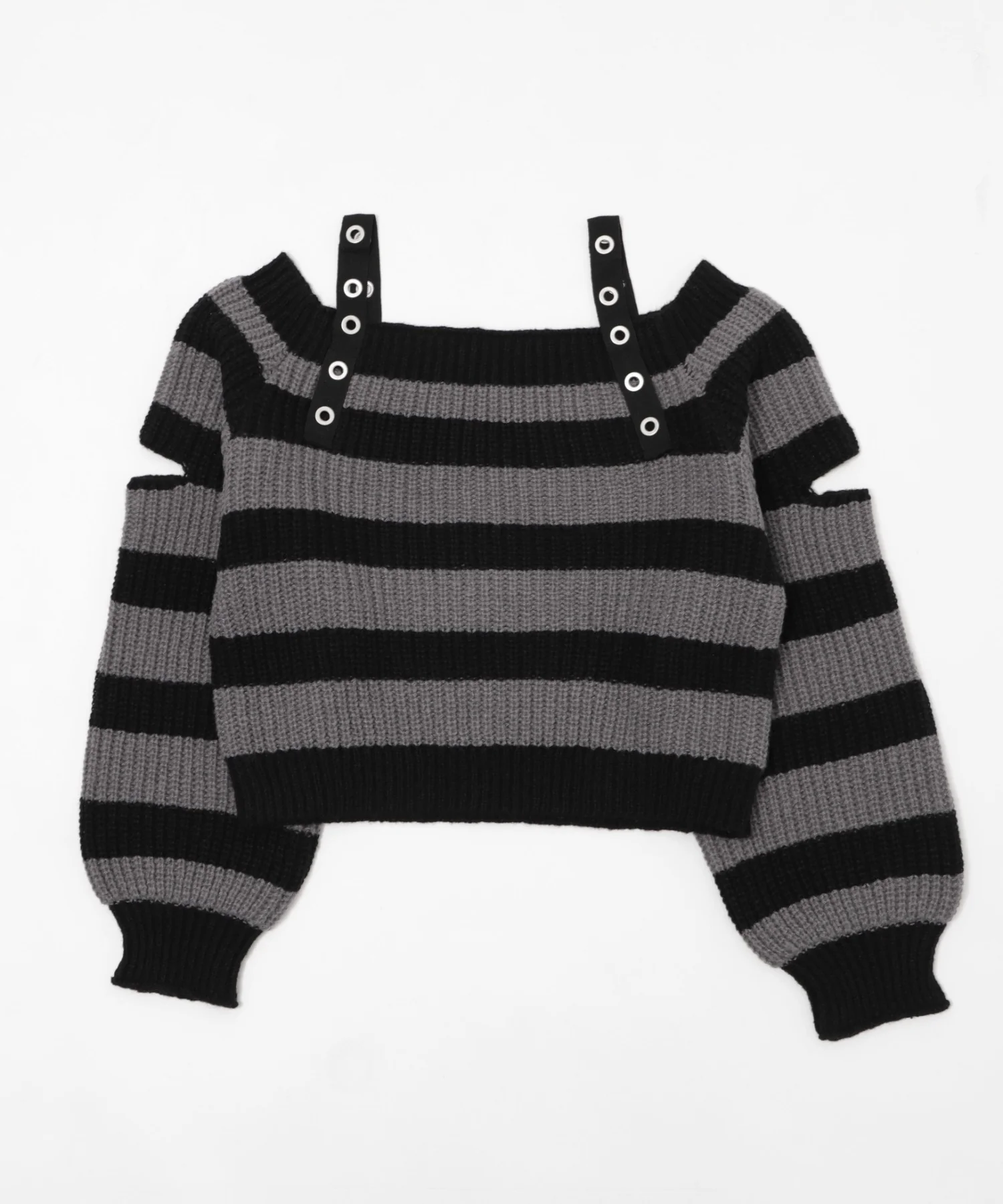 ストラップベルトオフショルボーダーニット - Image 12