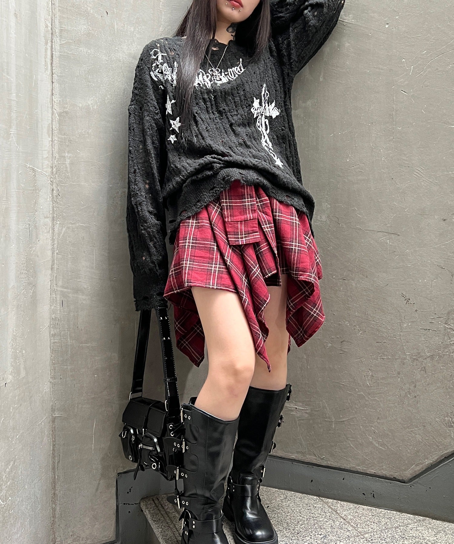 ダメージゴシックプリントニット - Image 9