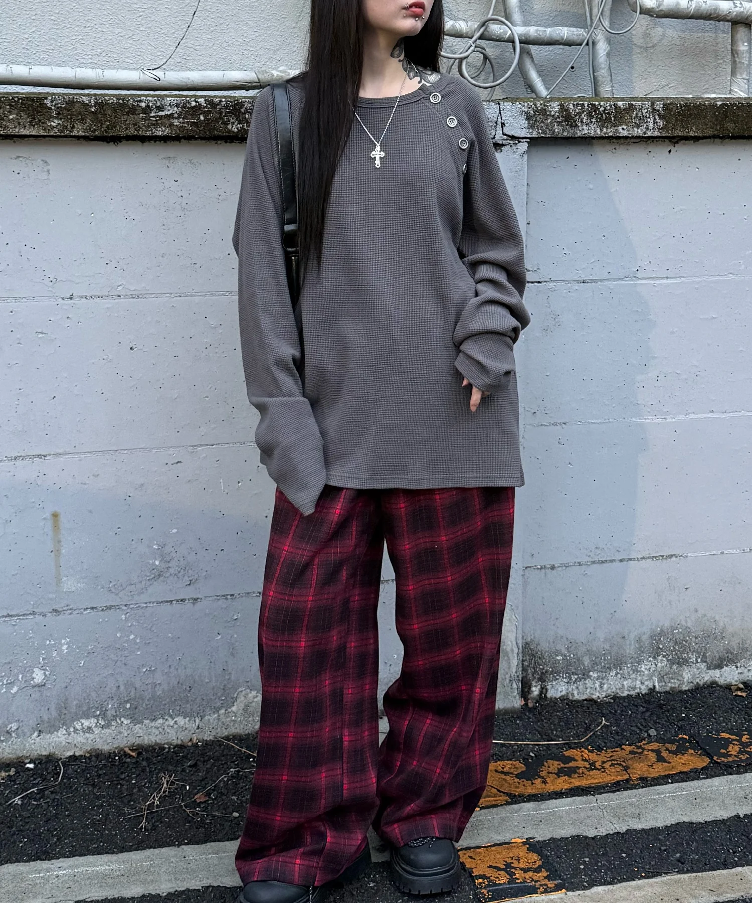 メタルボタンワッフルロンT - Image 6