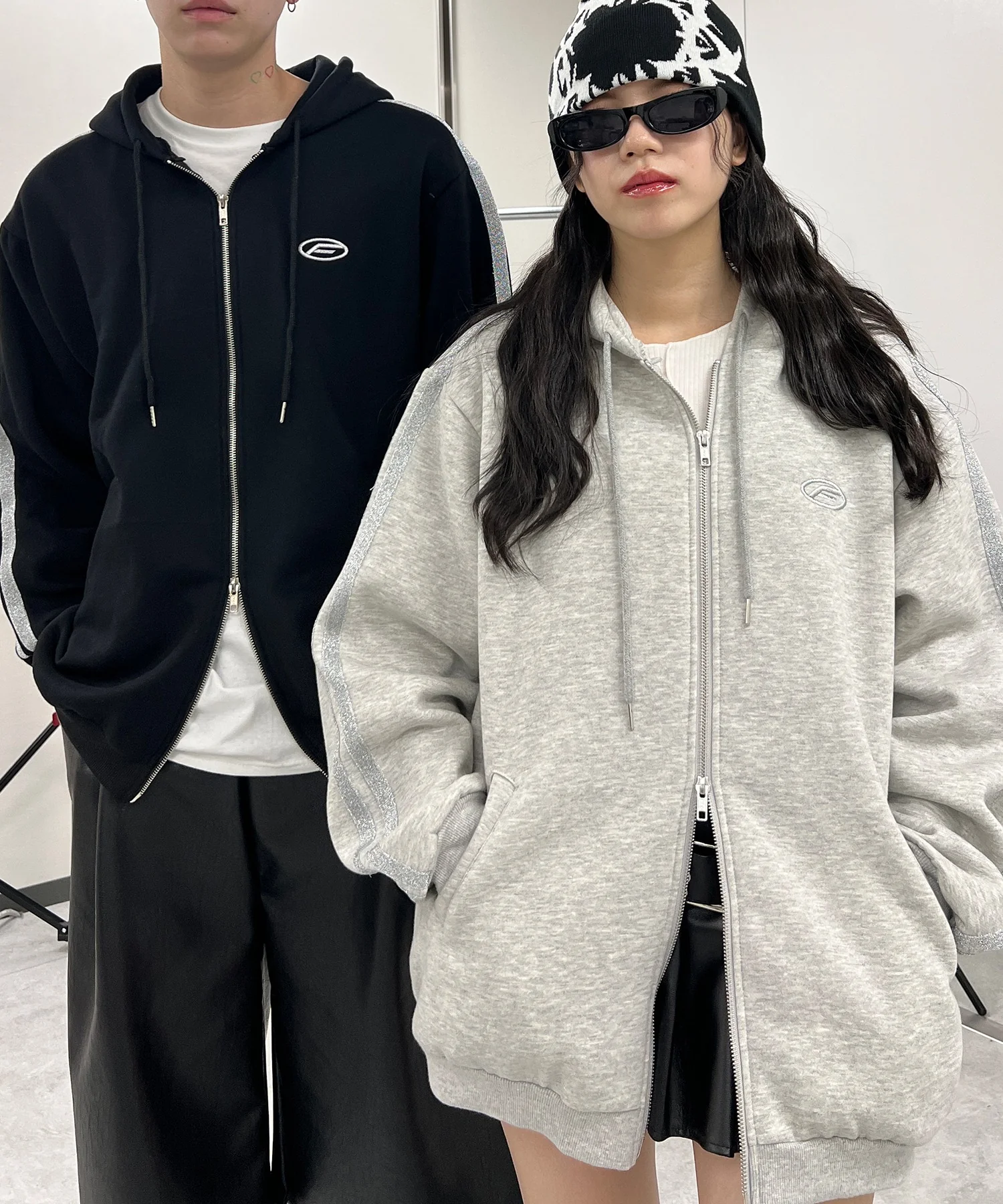 グリッターラインダブルZIPビッグパーカー - Image 3
