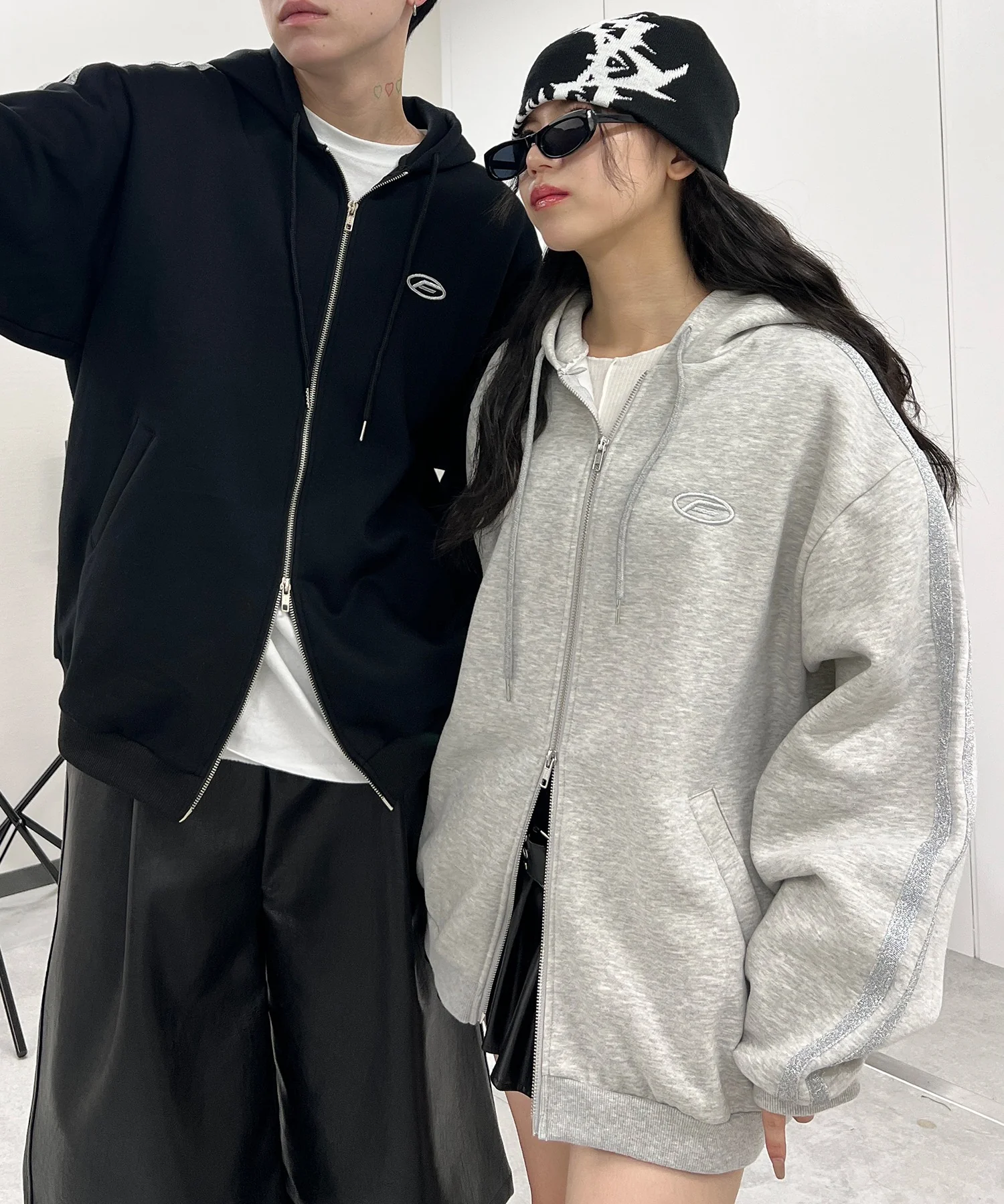 グリッターラインダブルZIPビッグパーカー - Image 4