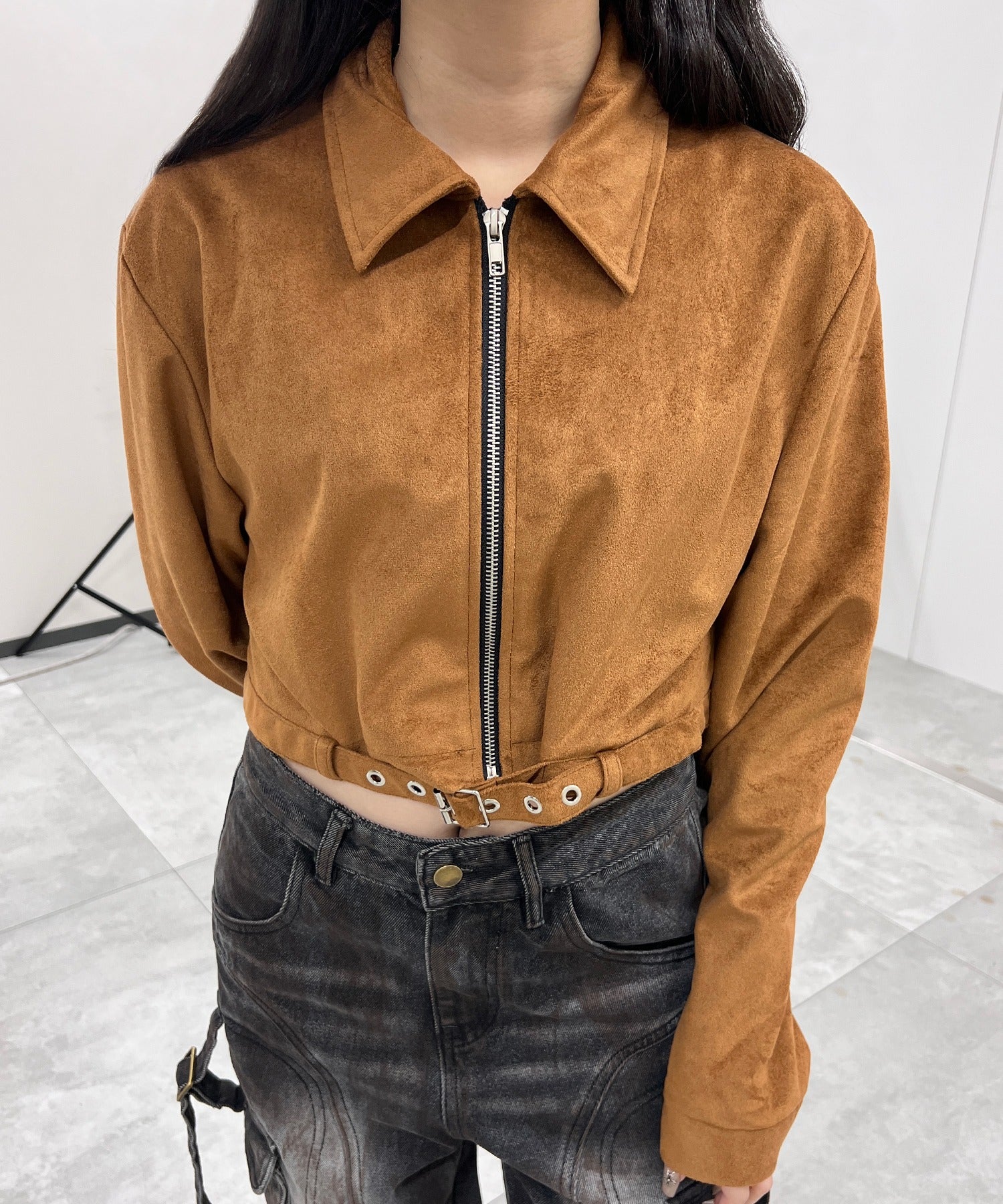 クロップドシングルライダースジャケット - Image 3