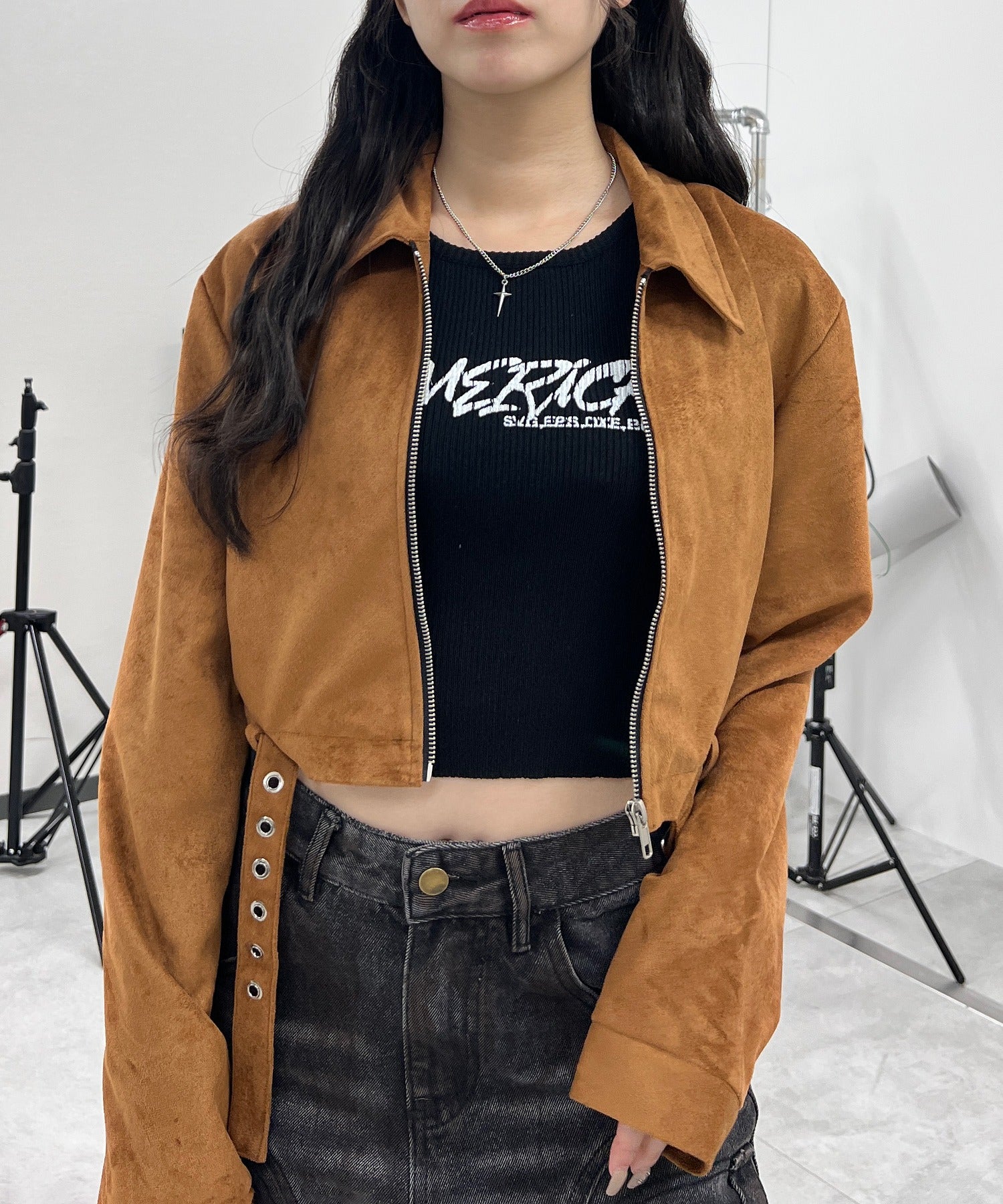 クロップドシングルライダースジャケット - Image 4