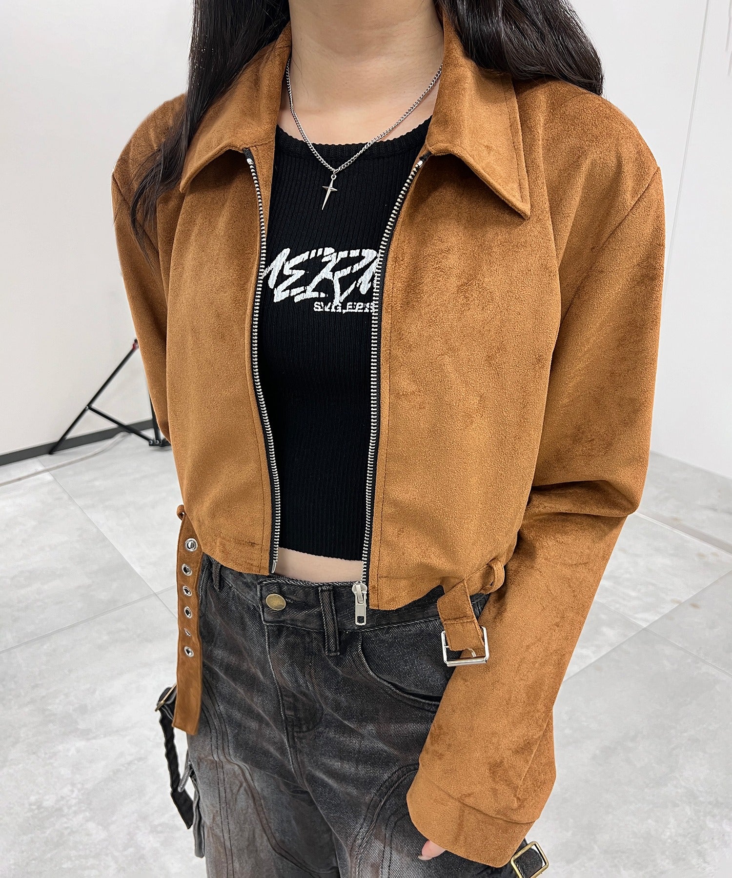 クロップドシングルライダースジャケット - Image 5