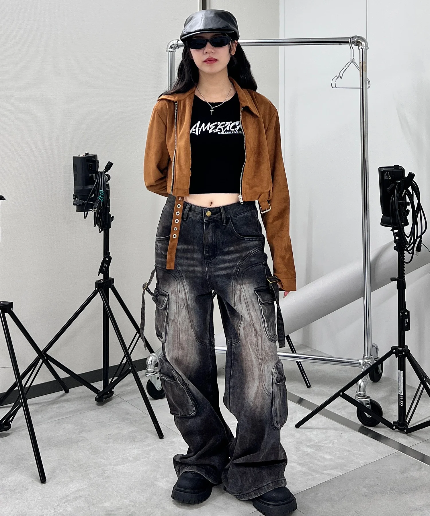 クロップドシングルライダースジャケット - Image 7