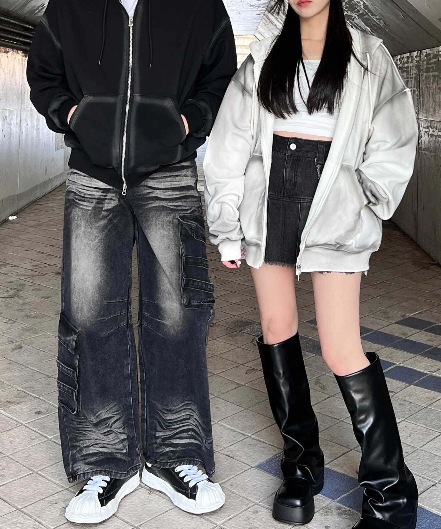 ブラシ加工ダブルZIPビッグパーカー - Image 4