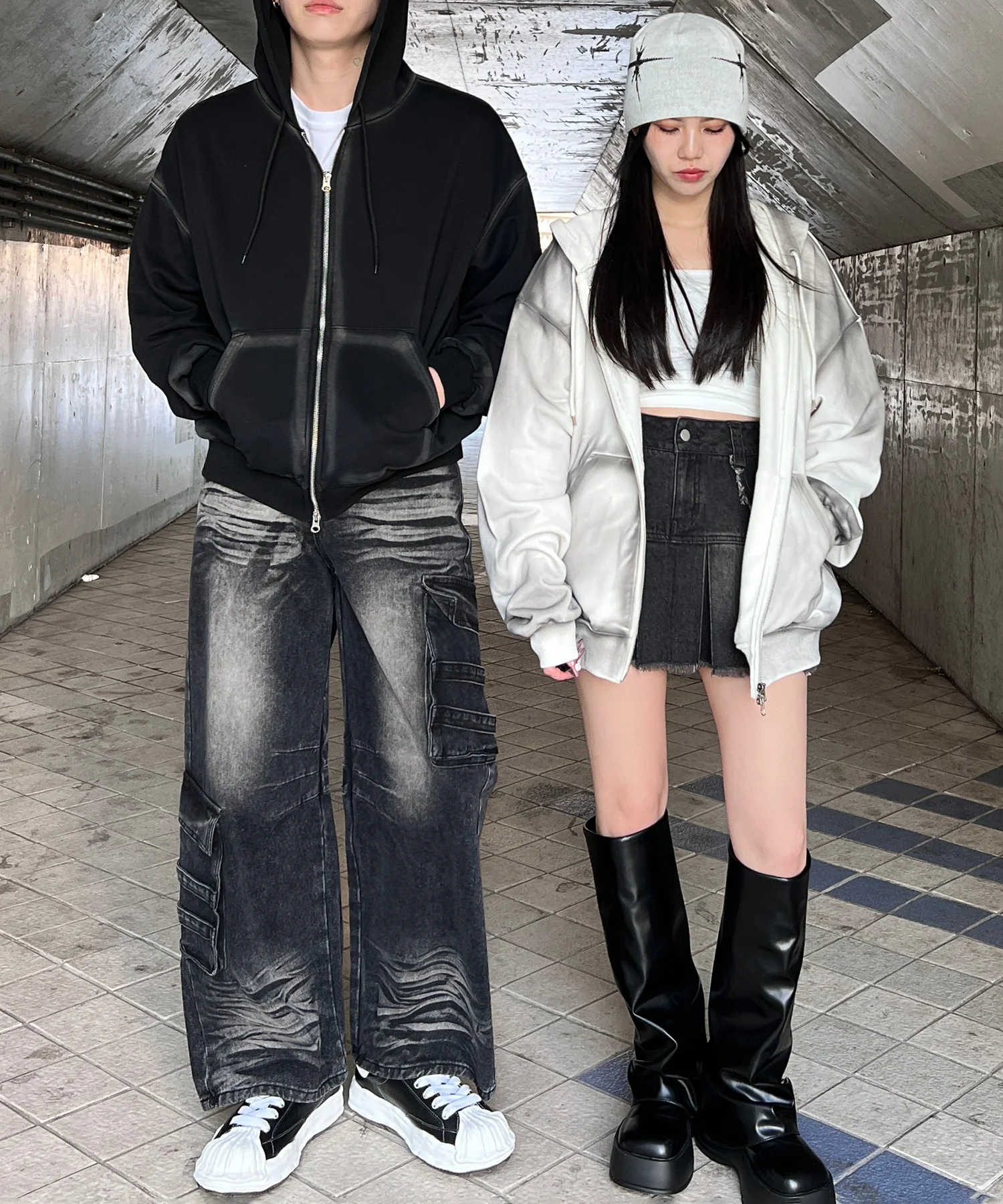ブラシ加工ダブルZIPビッグパーカー - Image 5
