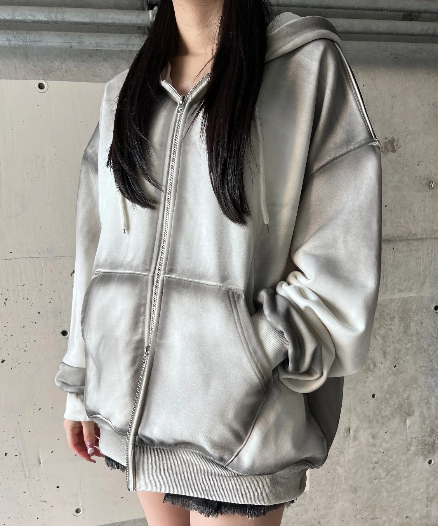 ブラシ加工ダブルZIPビッグパーカー - Image 6
